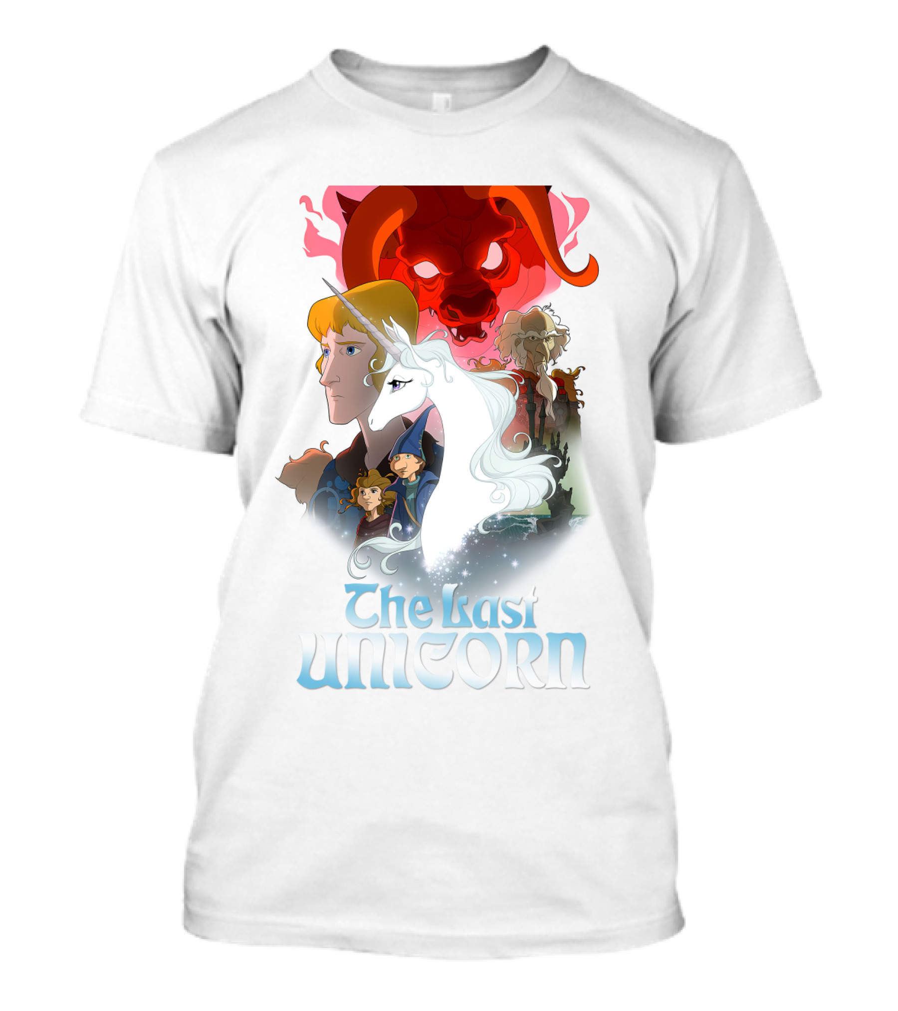 The Last Unicorn Animated Fantasy Characters And Red Bull Face T-Shirt