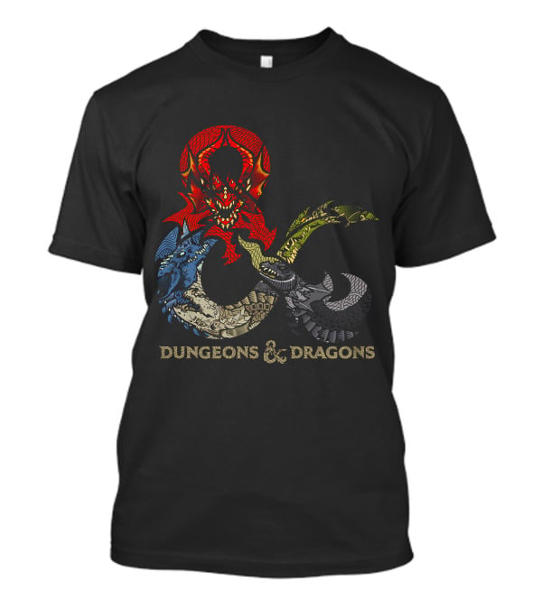 Dungeons And Dragons Ampersand With Multi-Colored Dragons T-Shirt