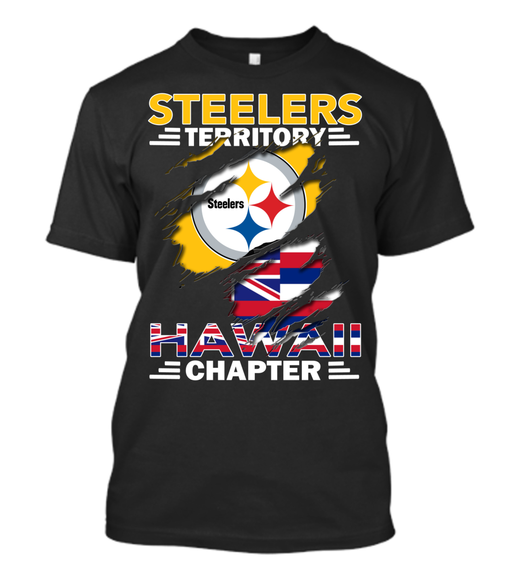 Steelers Territory Hawaii Chapter Steelers Logo Hawaiian Flag T-Shirt