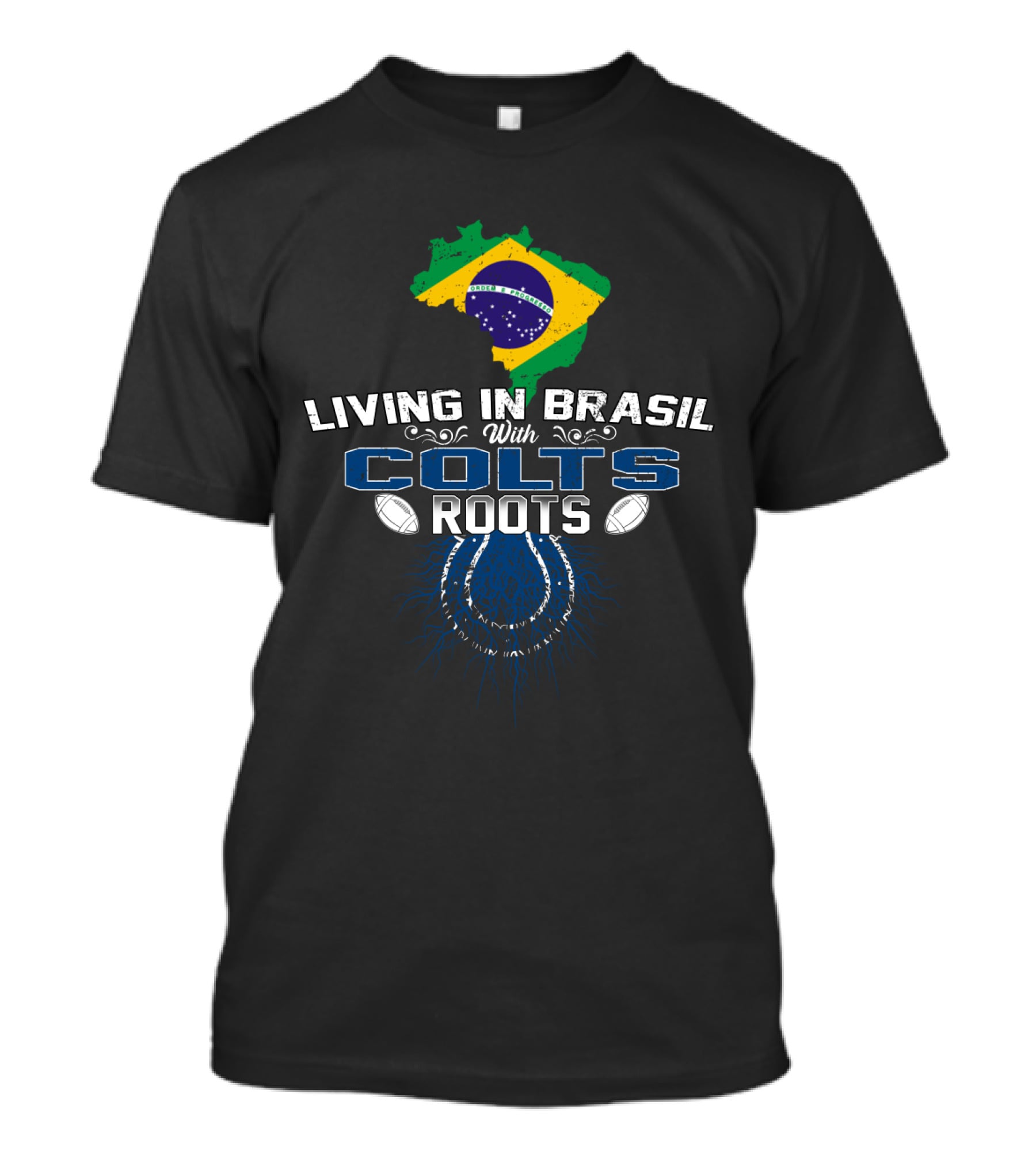 Living In Brasil With Colts Roots Flag Football Fusion T-Shirt
