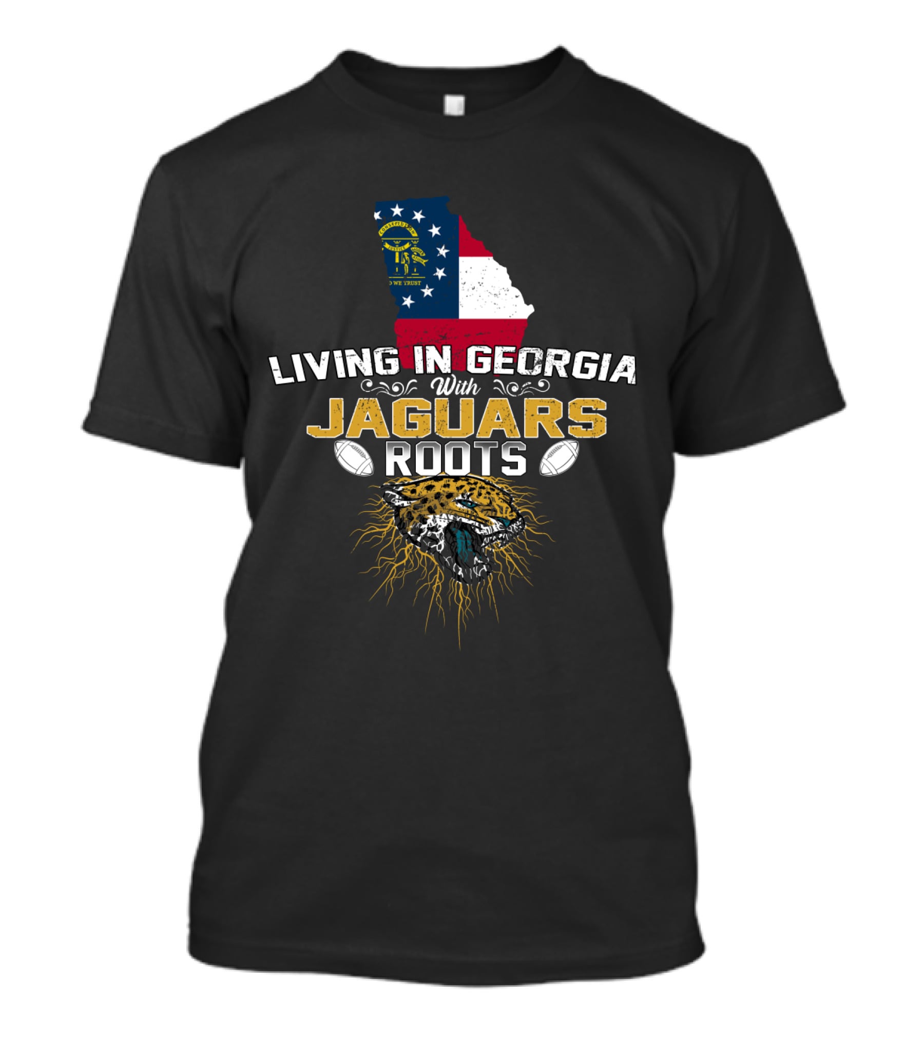 Living In Georgia Proudly With Jaguars Roots T-Shirt