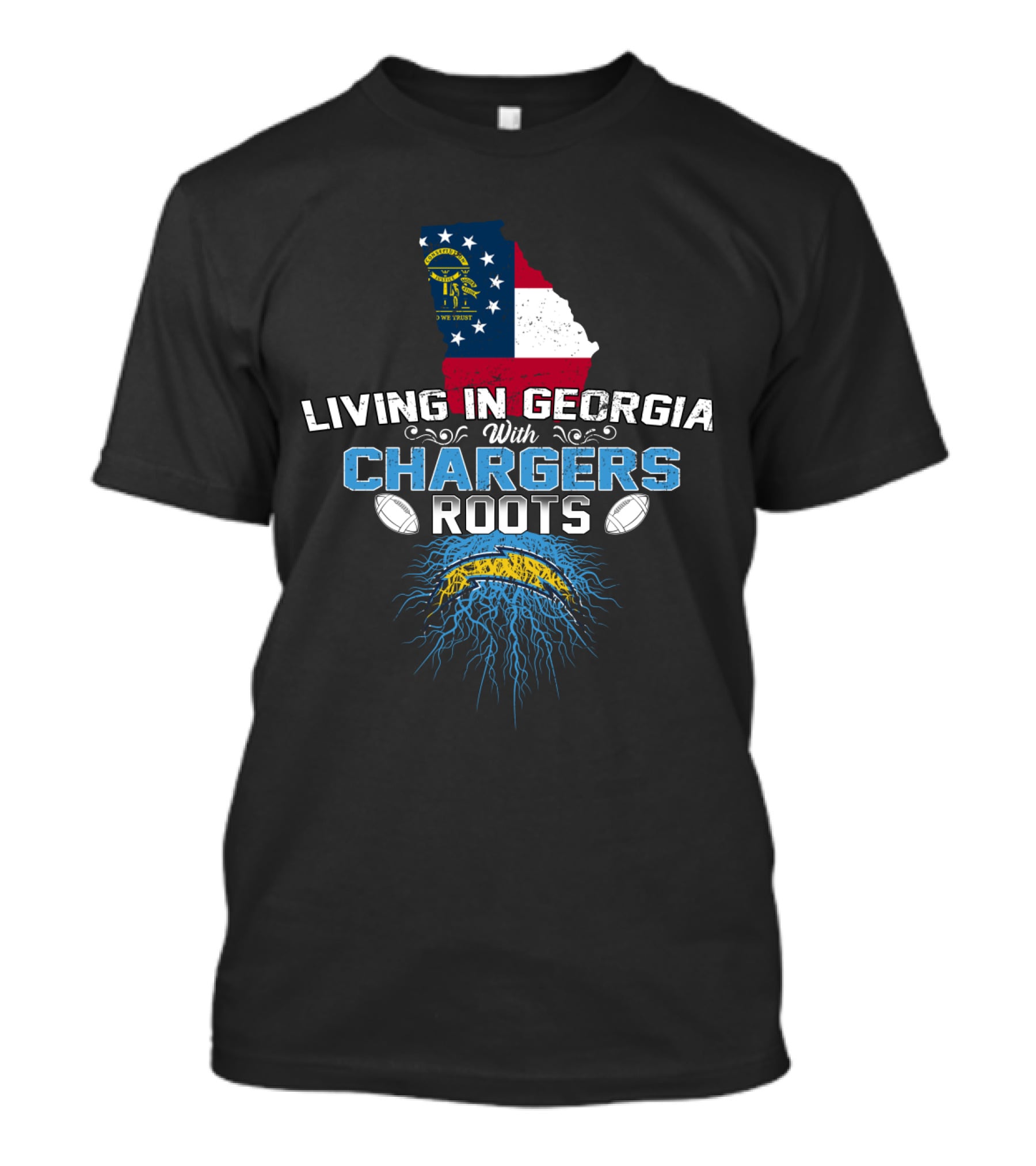 Living In Georgia With Chargers Roots Football Heritage Fusion T-Shirt