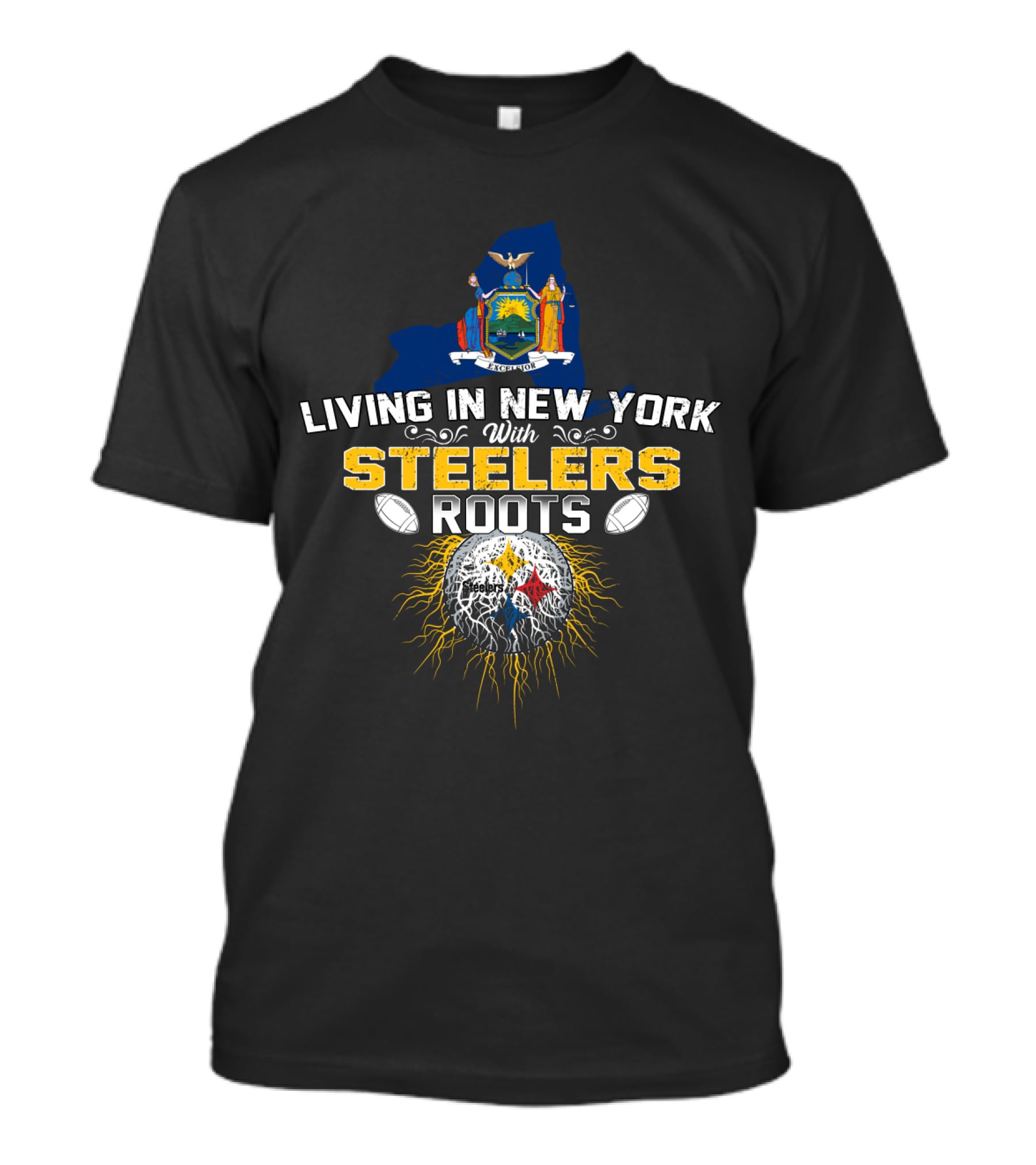 Living In New York With Steelers Roots T-Shirt