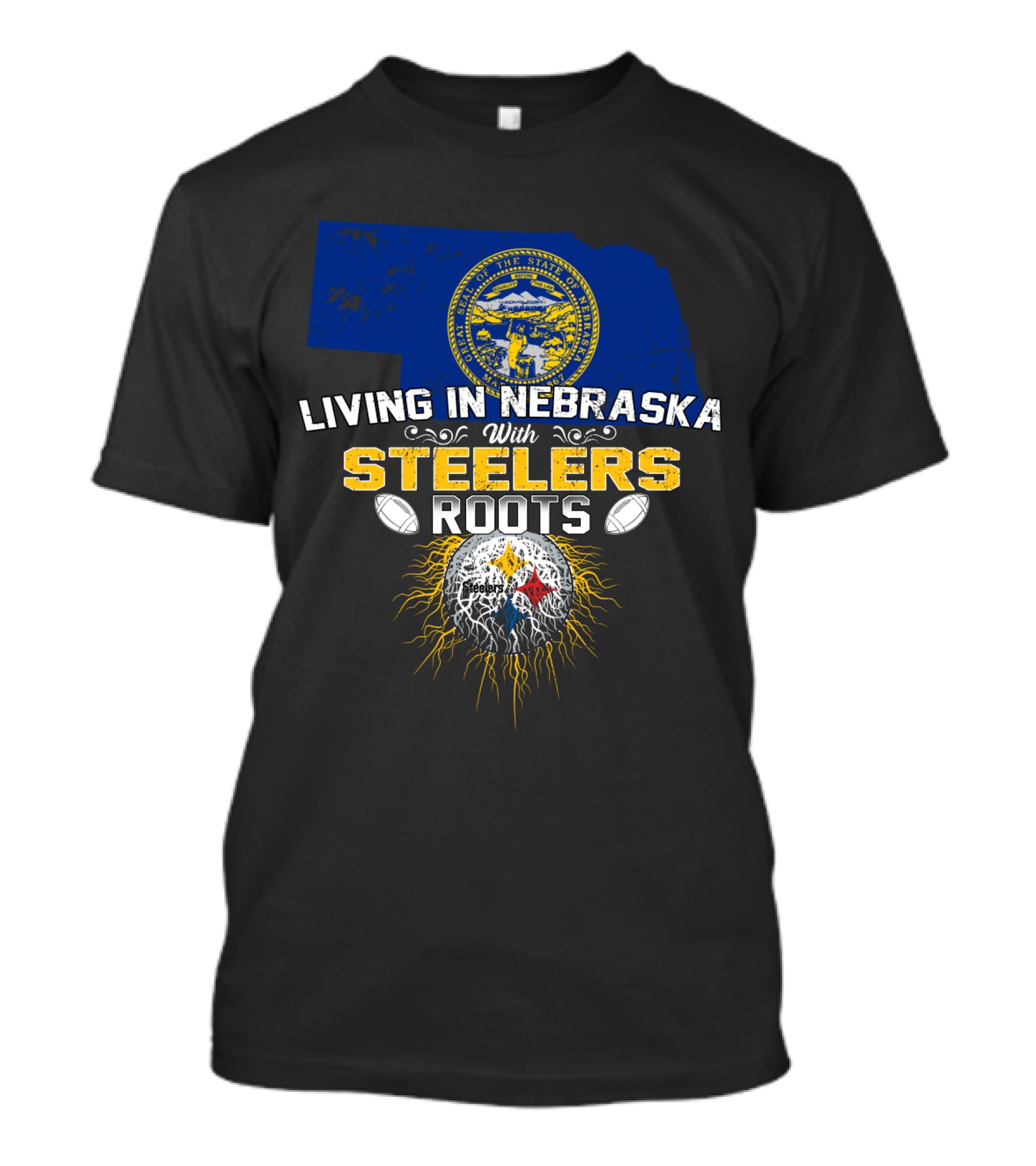 Living In Nebraska With Steelers Roots T-Shirt