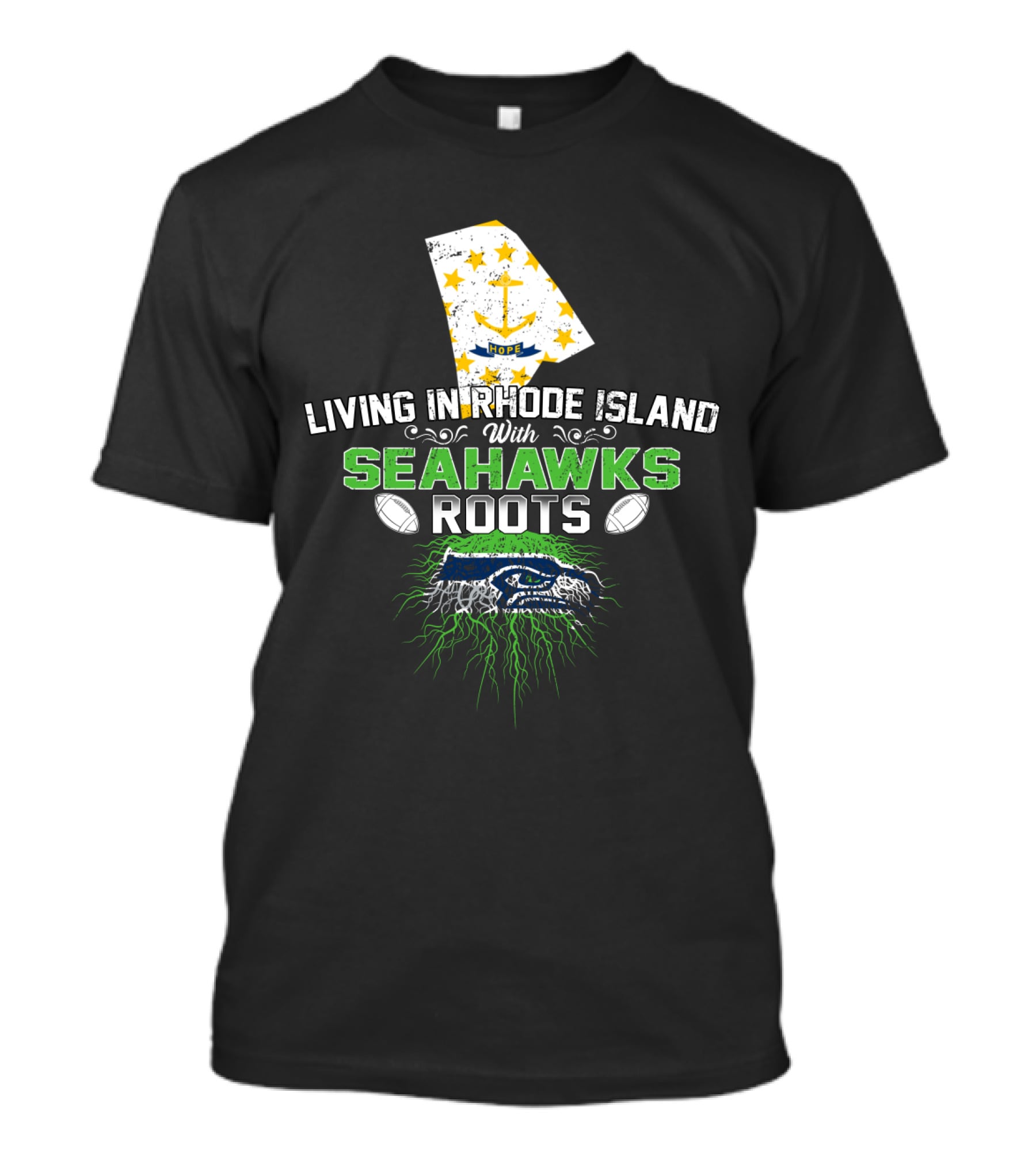 Rhode Island Life With Deep Seahawks Roots T-Shirt