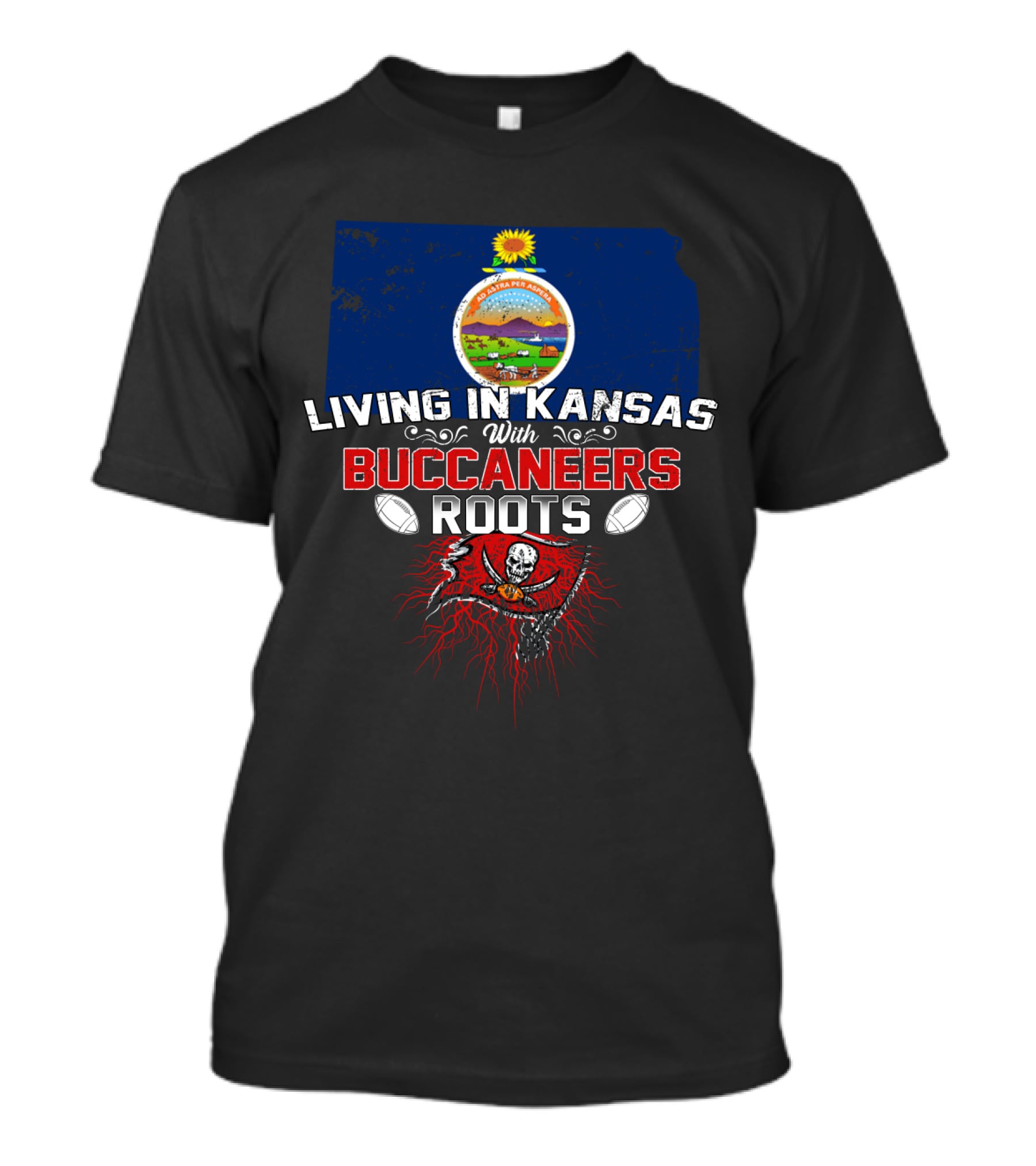 Living In Kansas With Buccaneers Roots T-Shirt
