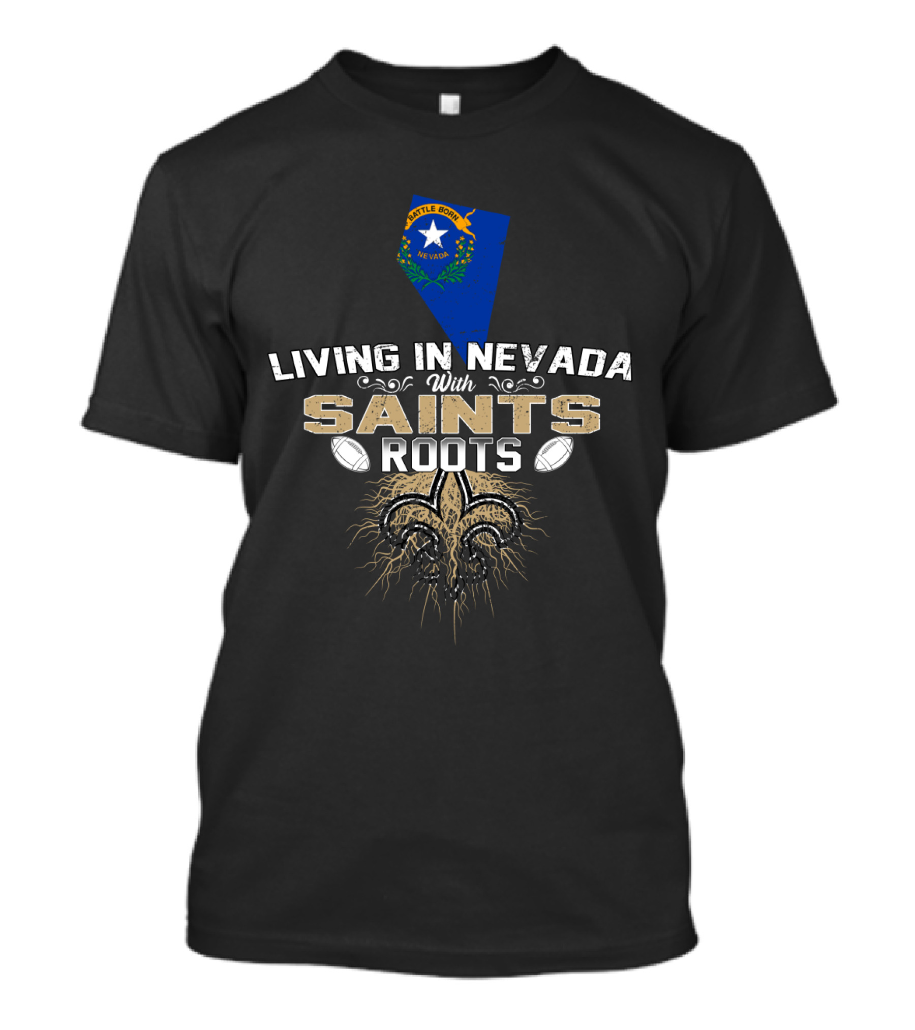 Living In Nevada With Castle Rock Saints Roots Fleur-de-Lis Football Elements T-Shirt