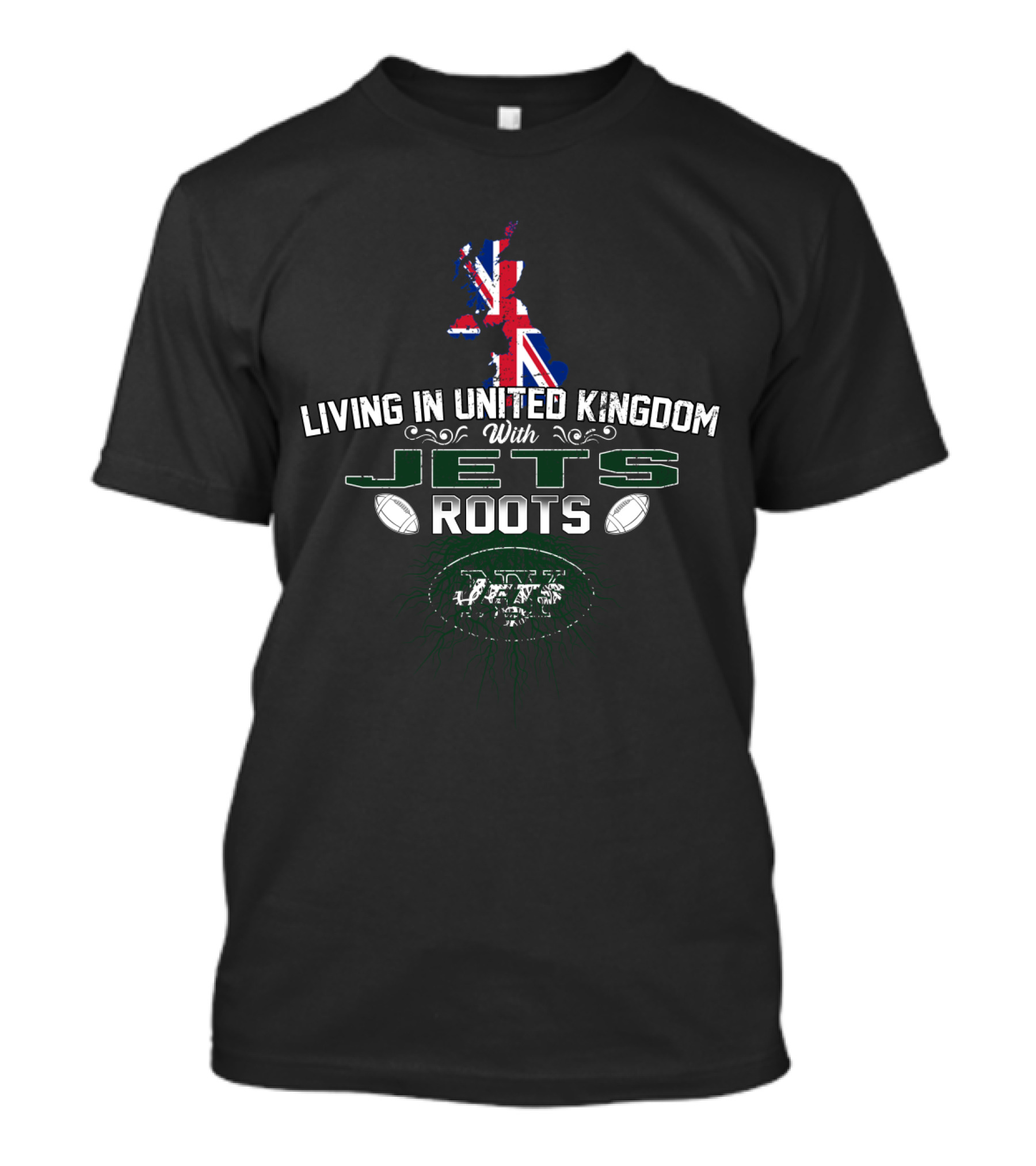 Living In United Kingdom With Jets Roots Football Heritage T-Shirt