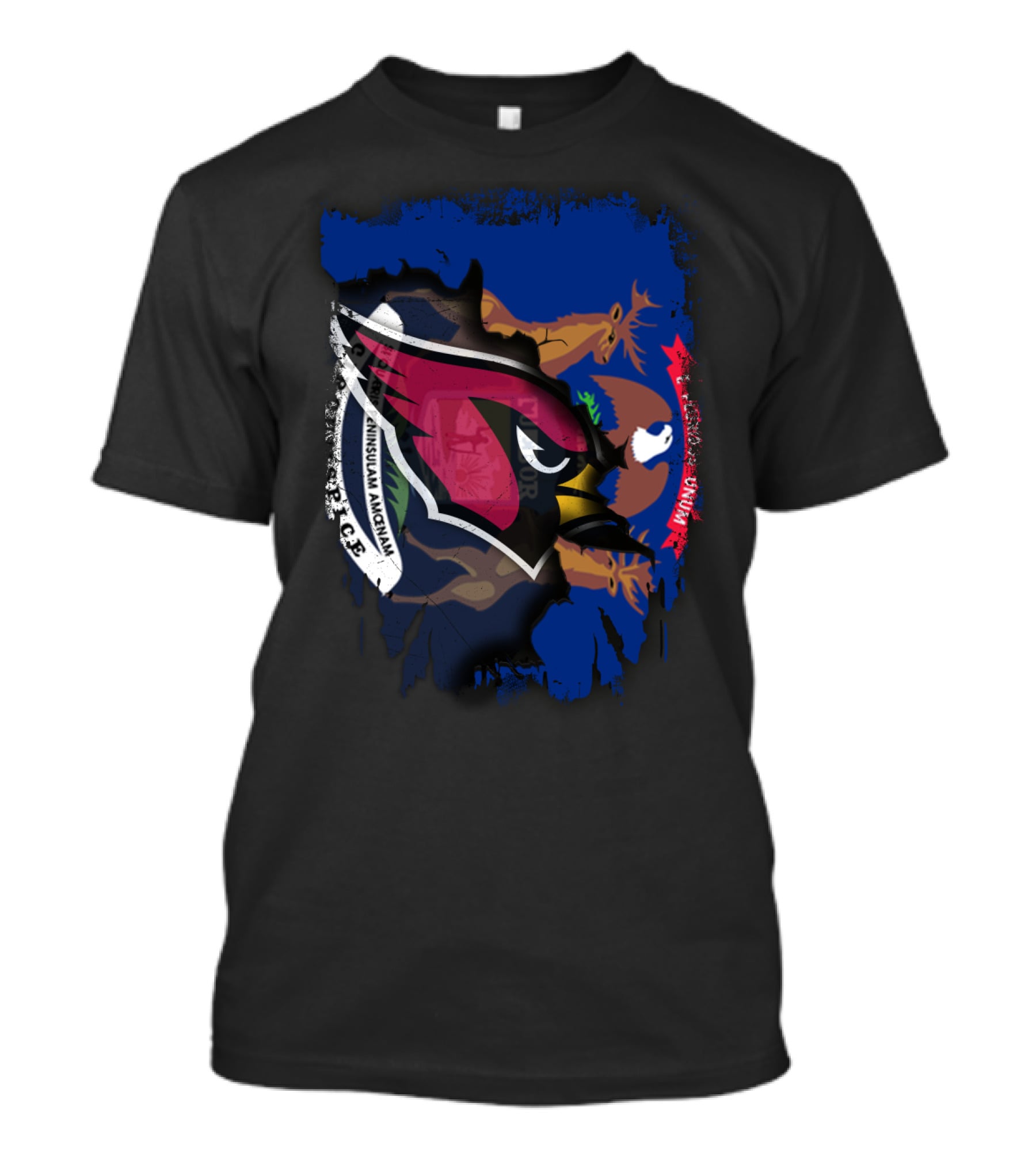 Together Michigan Cardinals Emblem With State Flag Fusion T-Shirt
