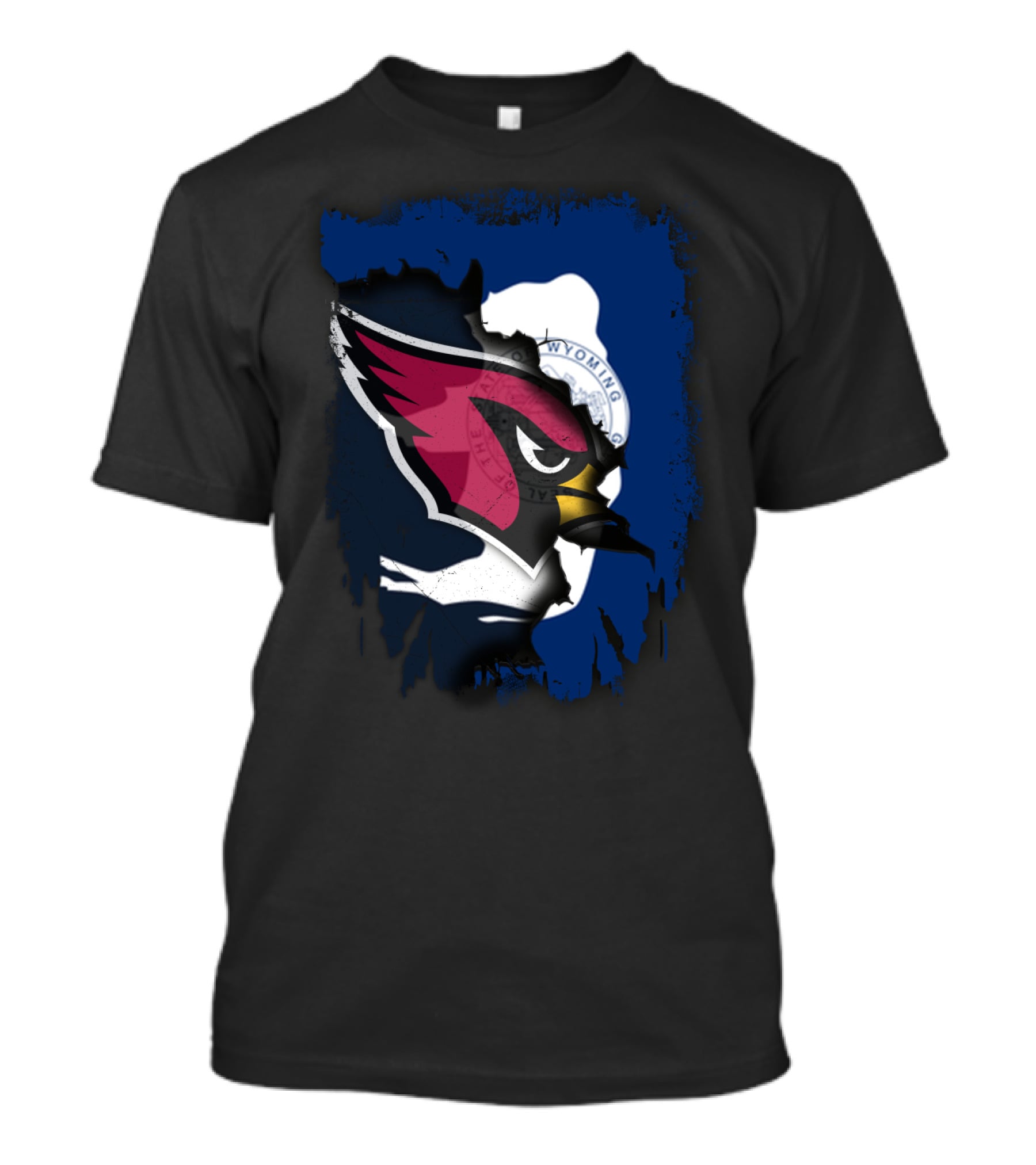 Wyoming State With Cardinals Logo Fusion T-Shirt