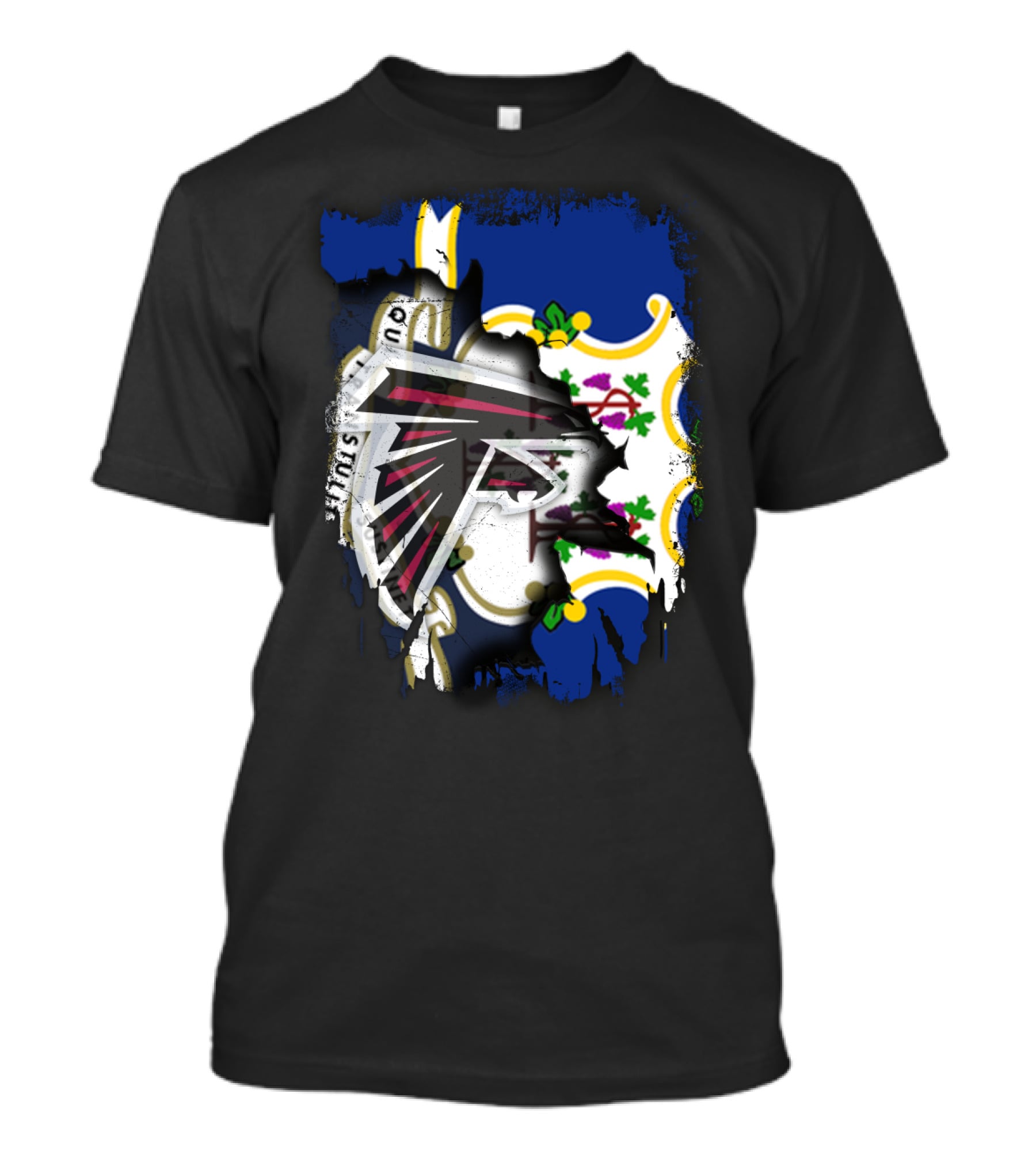 Connecticut State Flag With Atlanta Falcons Logo Integration T-Shirt