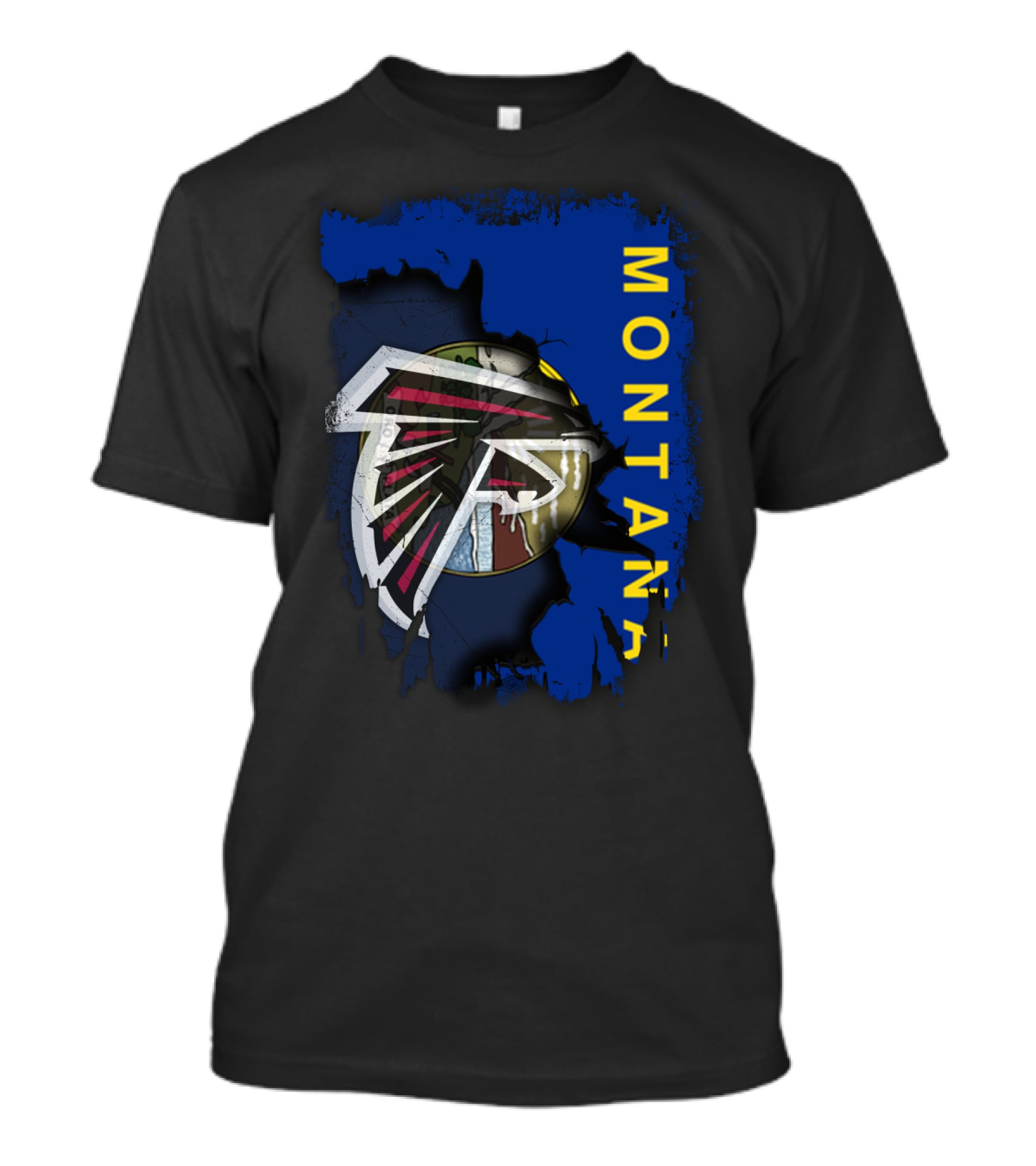 Montana With Falcons Logo And State Elements T-Shirt