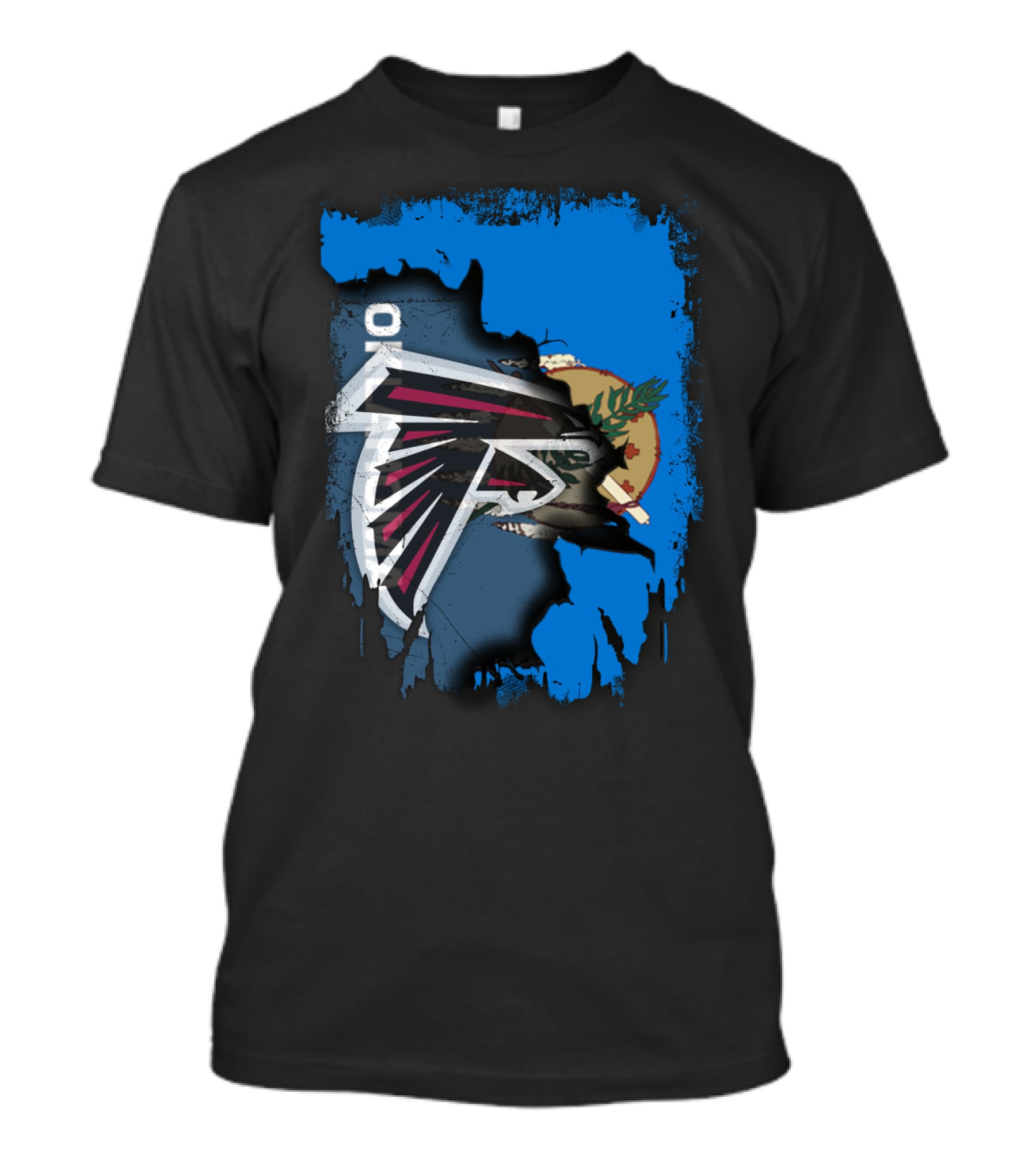 Oklahoma Falcons Logo Blended With State Flag T-Shirt