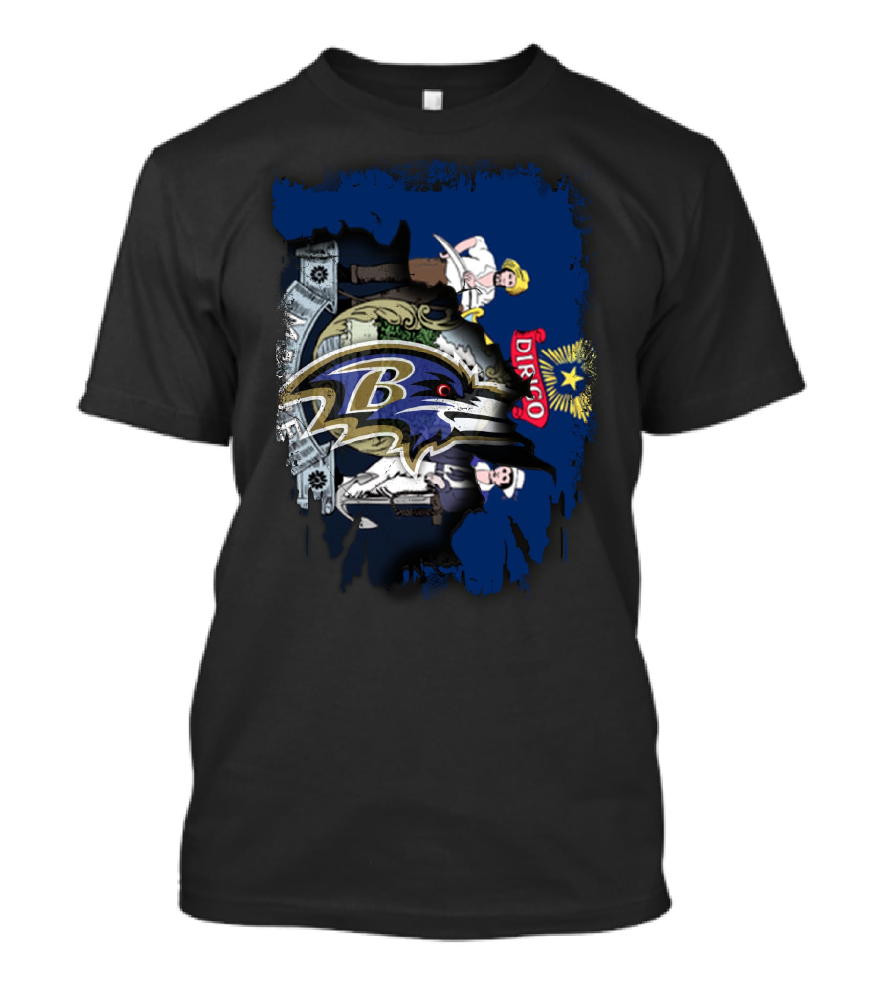 Baltimore Ravens Logo On Maine State Flag Elements T-Shirt
