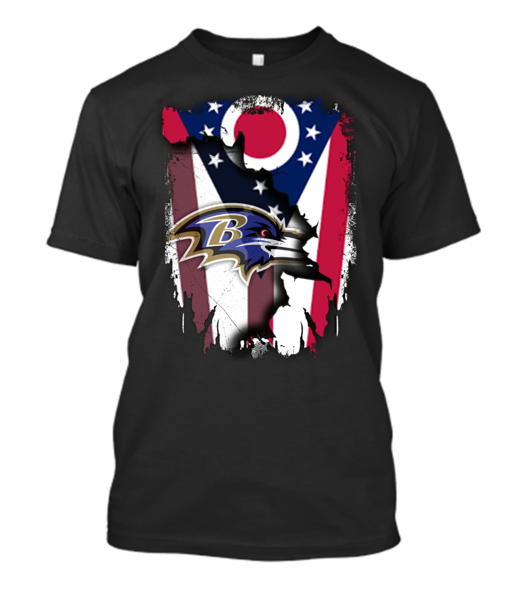 Ohio Flag With Baltimore Ravens Together T-Shirt