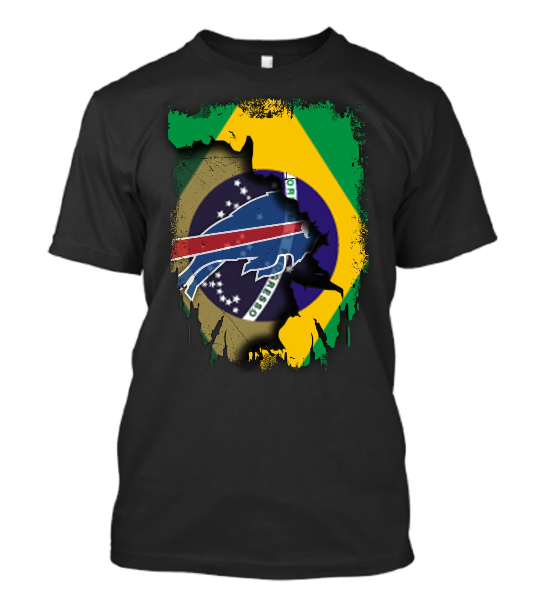 Brazilian Flag With Buffalo Bills Logo Integration T-Shirt