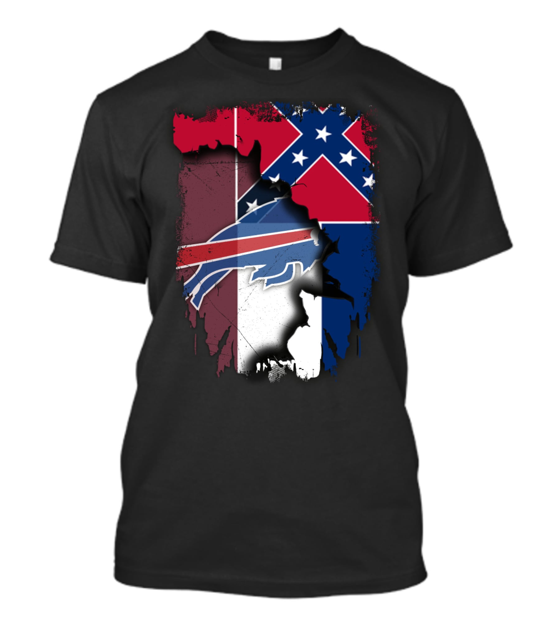 Mississippi State Buffalo Bills Confederate Flag Fusion T-Shirt