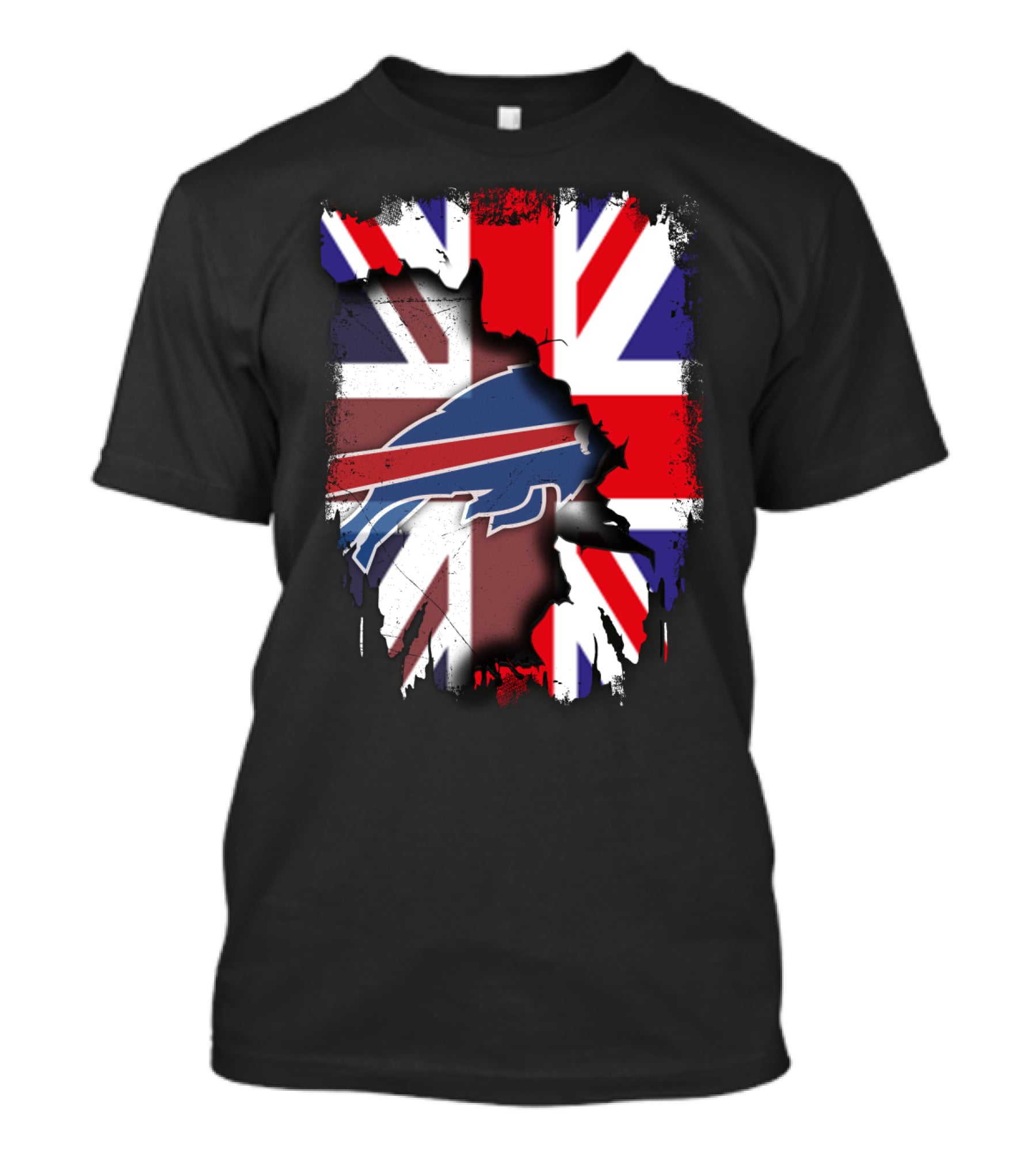 United Kingdom Flag Torn With Buffalo Bills T-Shirt