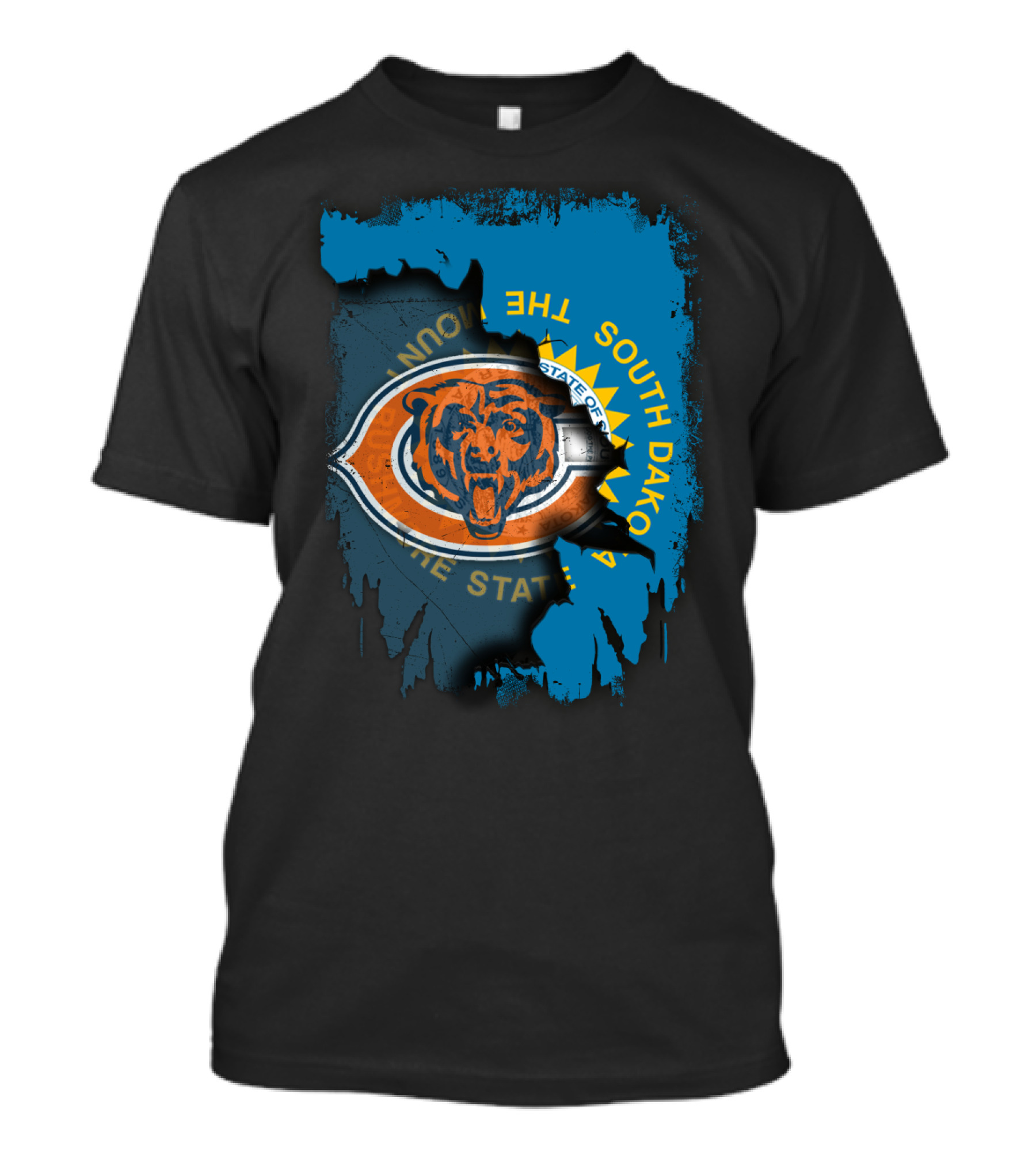Chicago Bears South Dakota Flag Fusion T-Shirt