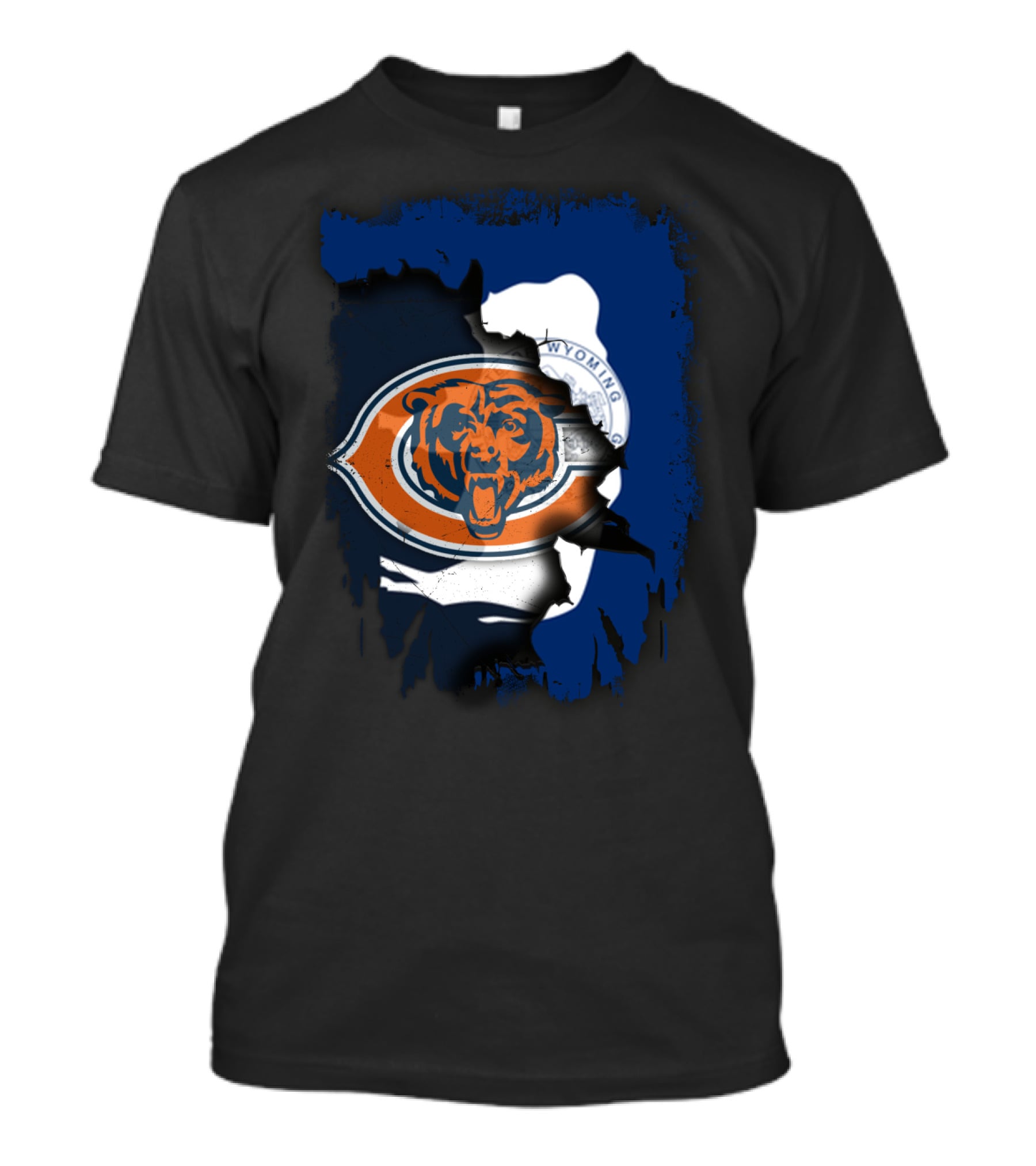 Wyoming Blue Overlay With Bears And Emblem T-Shirt