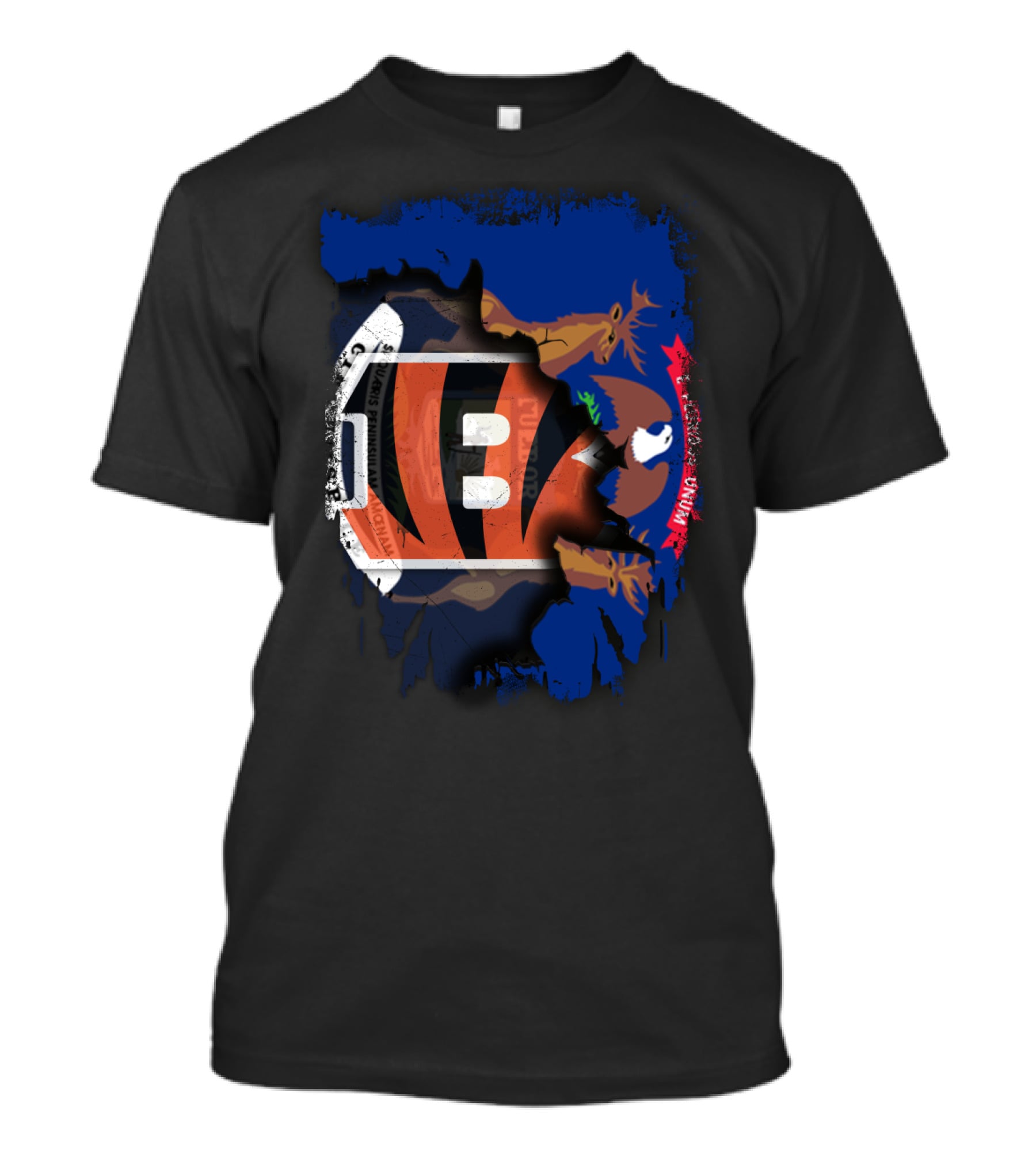 Together Michigan Bengals Football Emblem With State Flag T-Shirt