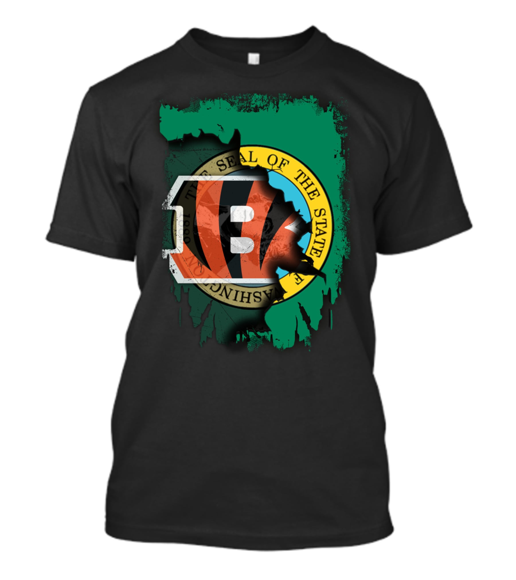 Washington State Seal With Cincinnati Bengals Logo Fusion T-Shirt