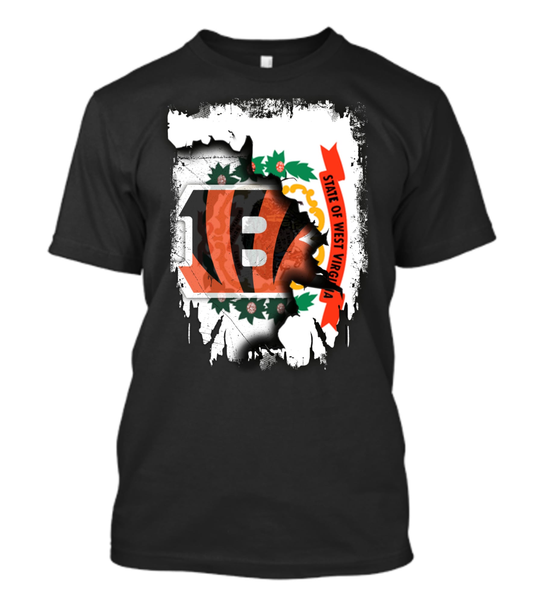 State Of West Virginia With Bengals Logo Integration T-Shirt