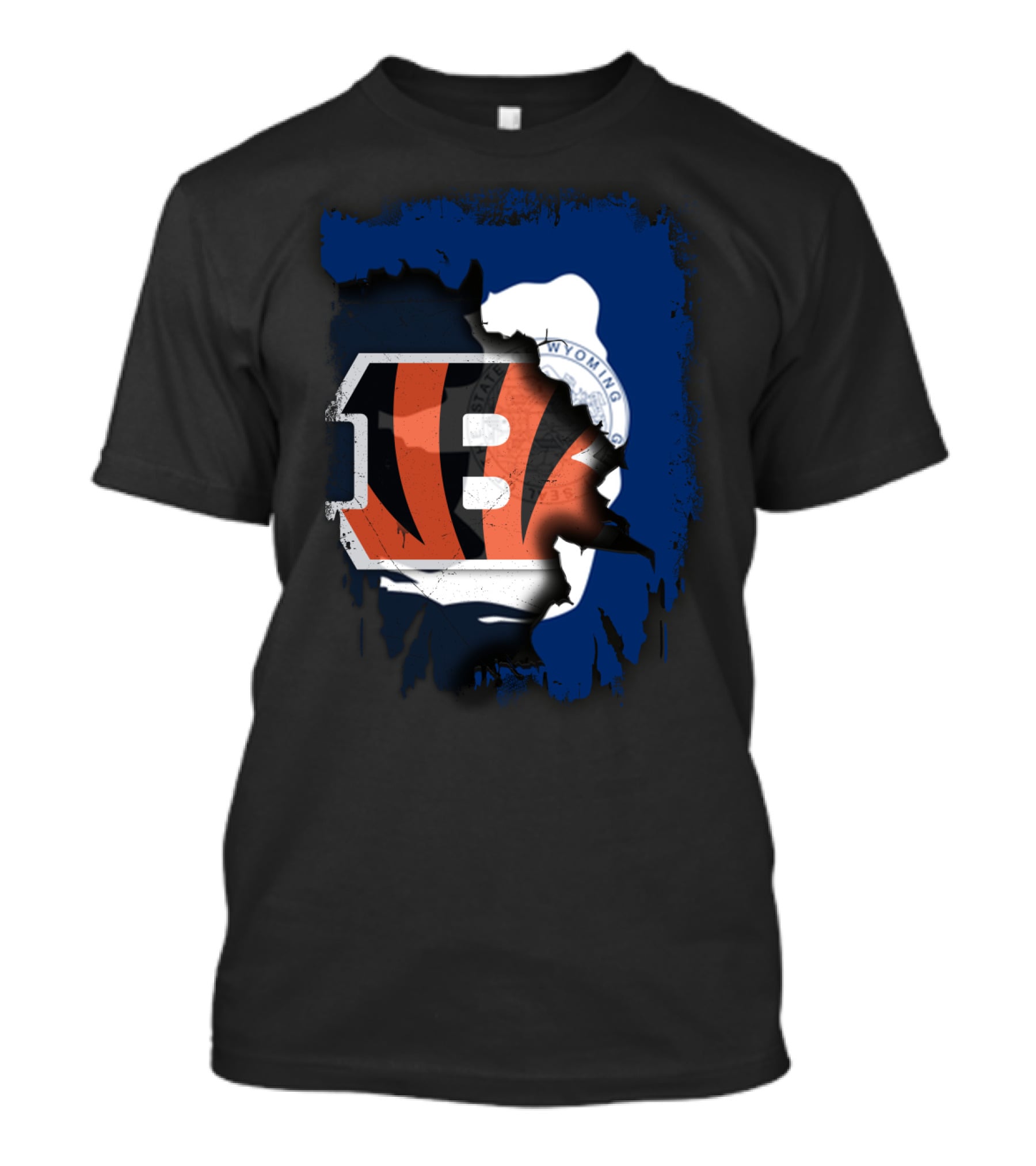 Wyoming State Outline With Cincinnati Bengals Logo Integration T-Shirt