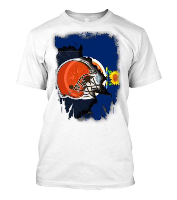Kansas And Browns Helmet With Sunflower T-Shirt