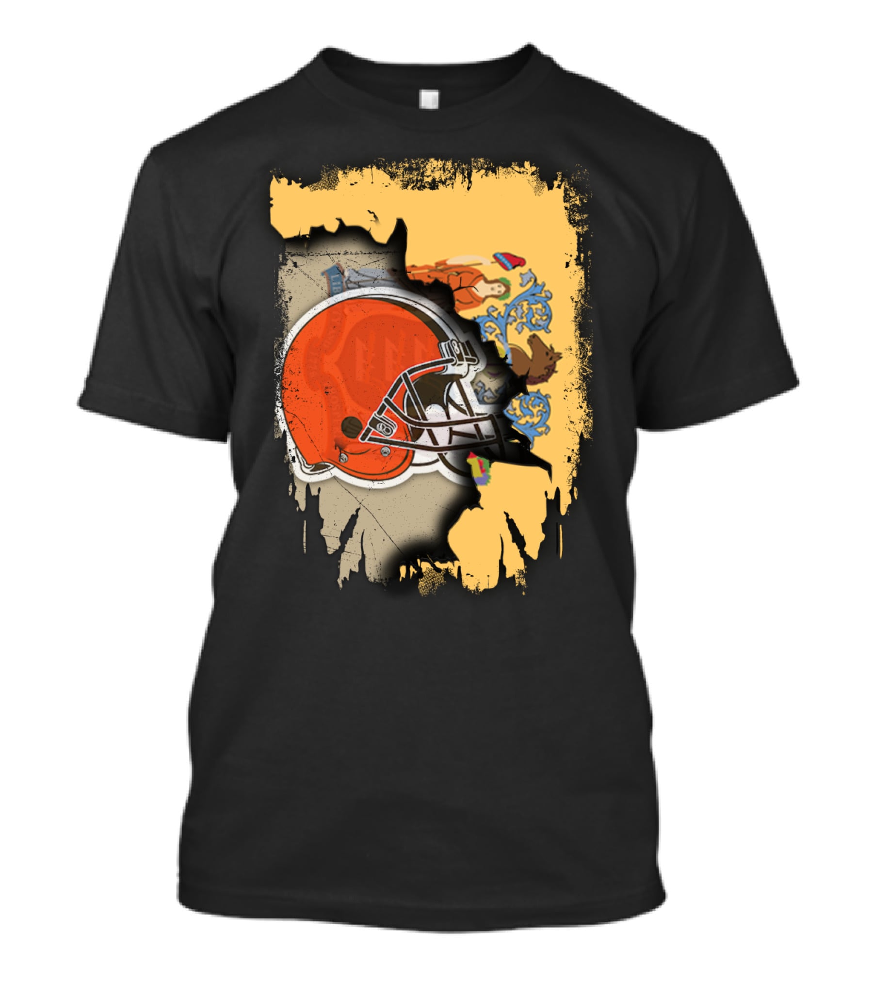 New Jersey Pride With Cleveland Browns Helmet Fusion T-Shirt