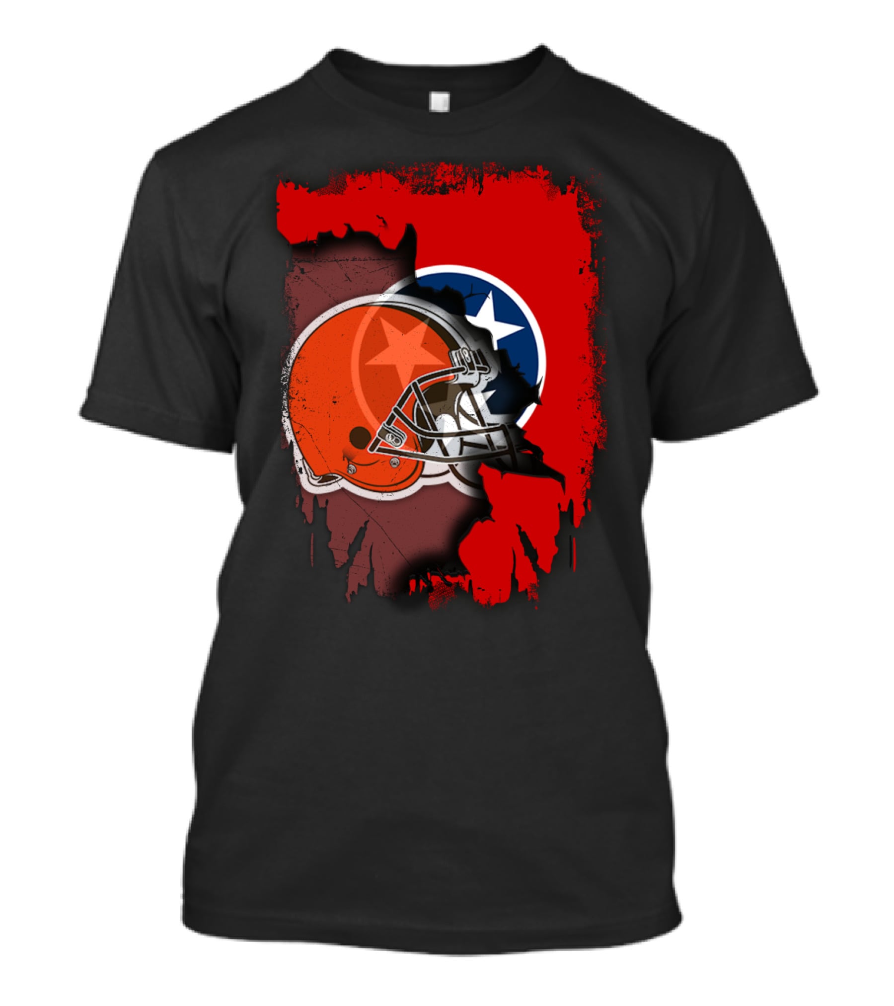 Together Tennessee With Browns Helmet And Tennessee Flag Background T-Shirt