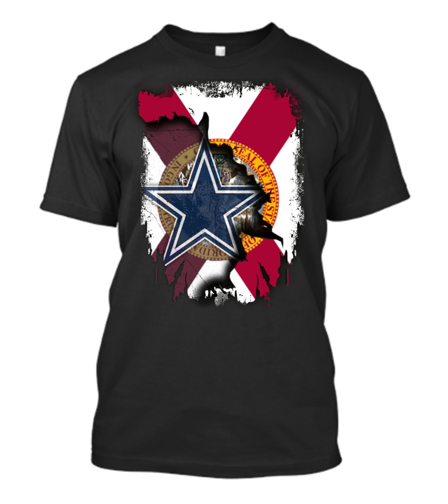 Florida State Seal And Lone Star Dallas Cowboys Fusion T-Shirt