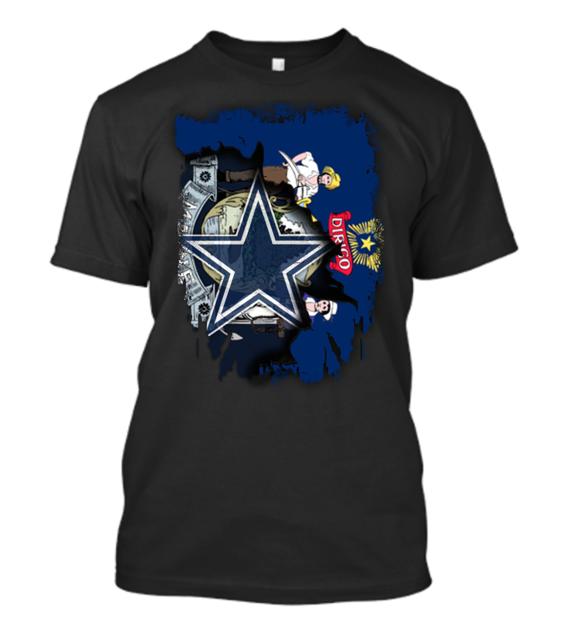 Maine State And Texas Cowboys Star Fusion T-Shirt