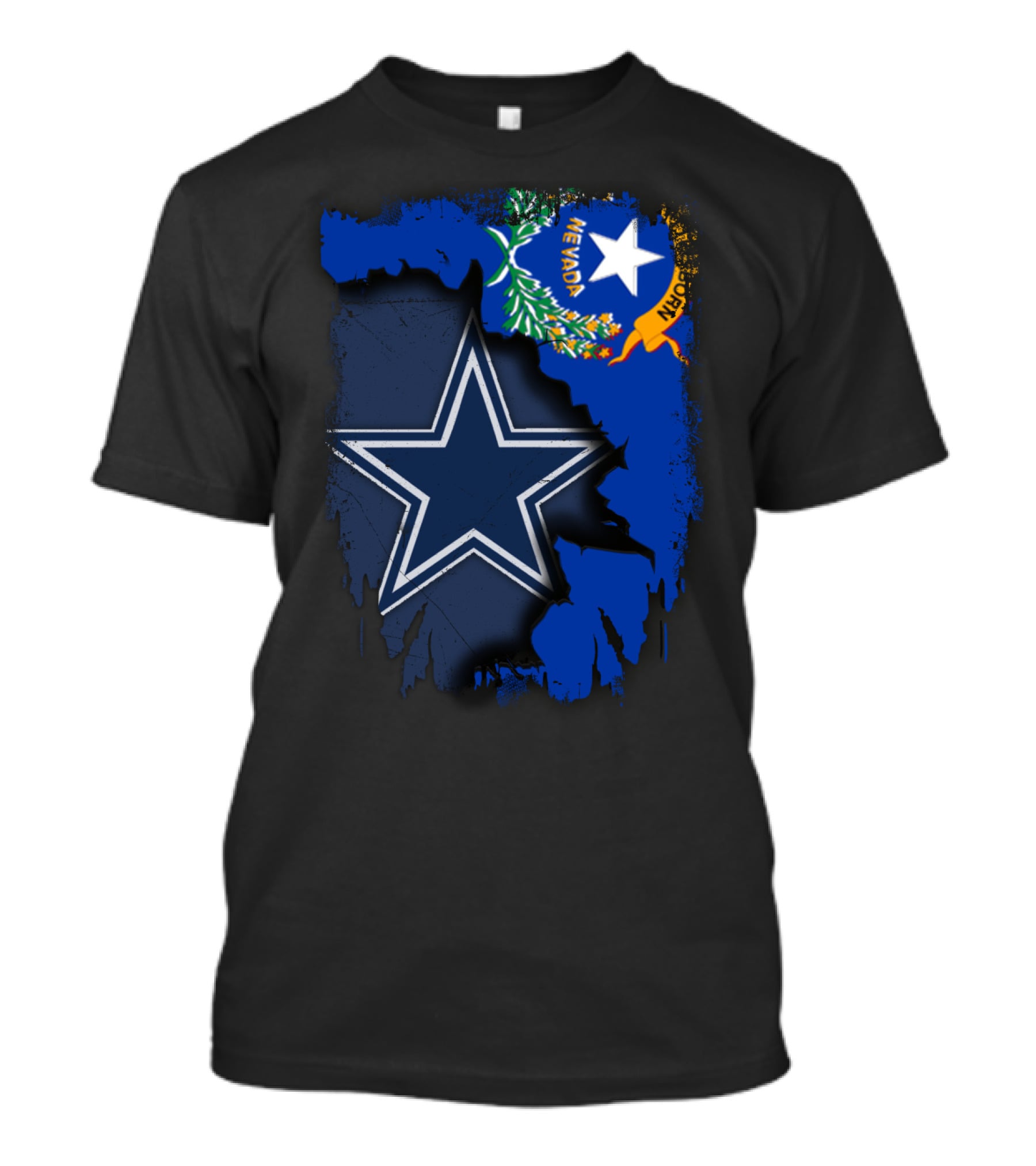 Nevada Map With Flag And Dallas Cowboys Star T-Shirt