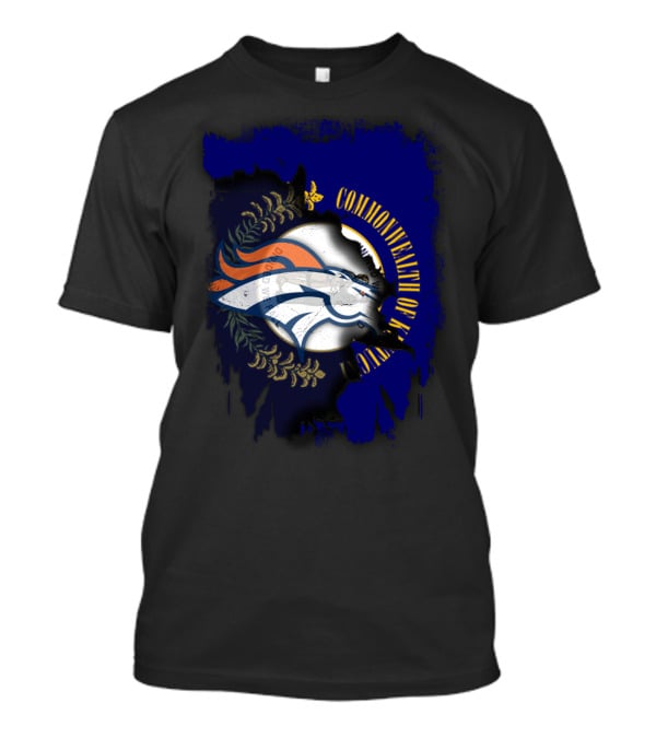 Commonwealth Of Kentucky With Broncos Logo Fusion T-Shirt