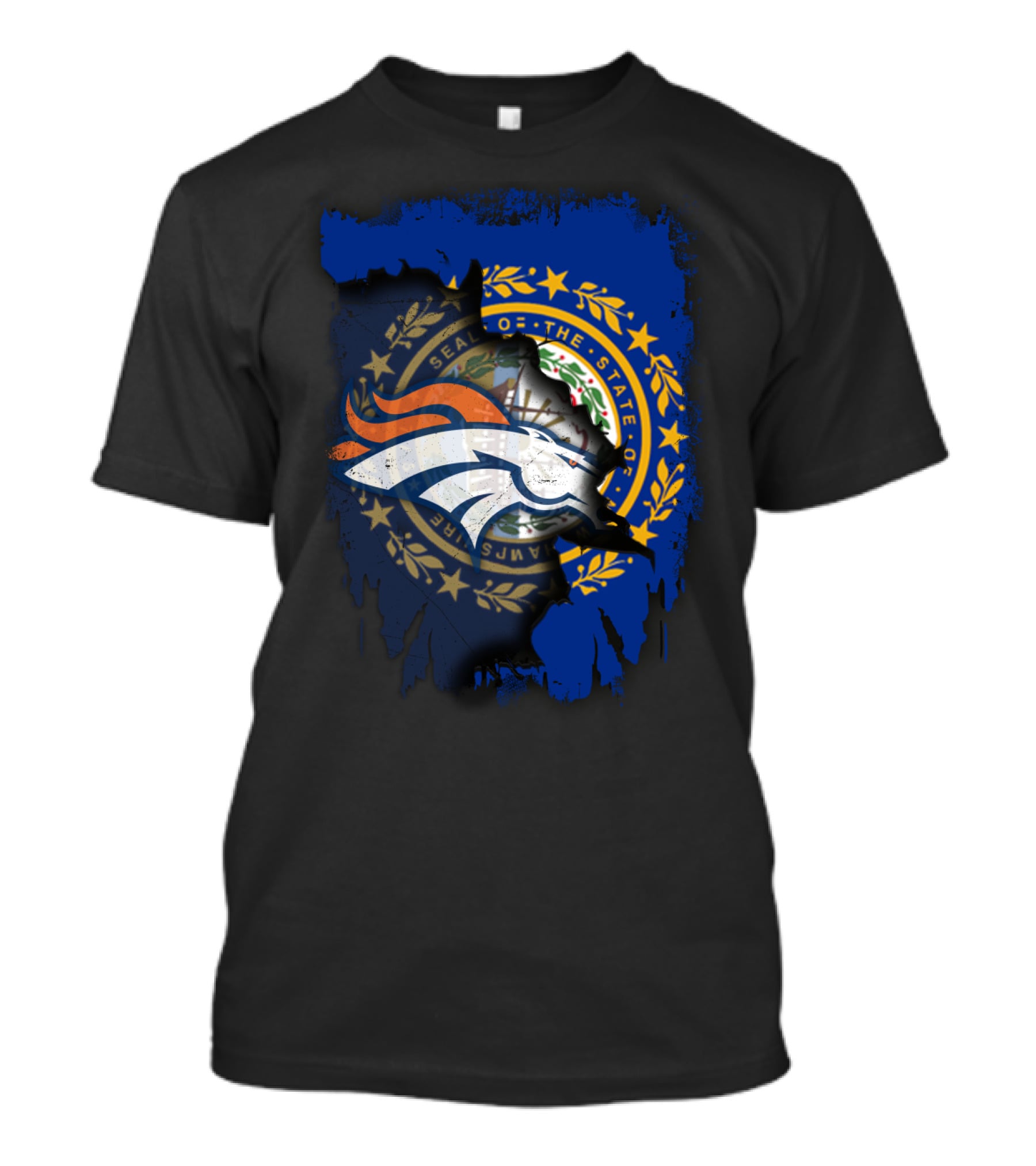New Hampshire State Seal With Broncos Logo Integration T-Shirt