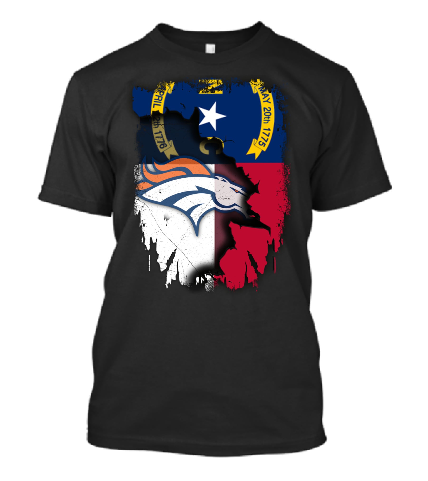 North Carolina State Flag With Broncos Emblem T-Shirt