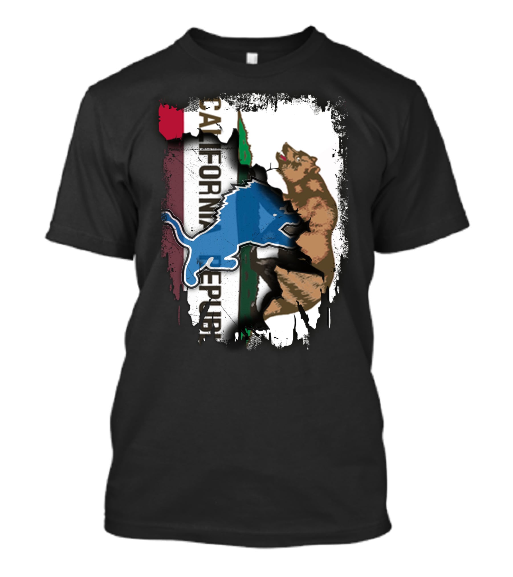 California Republic With Blue Lion And Bear T-Shirt