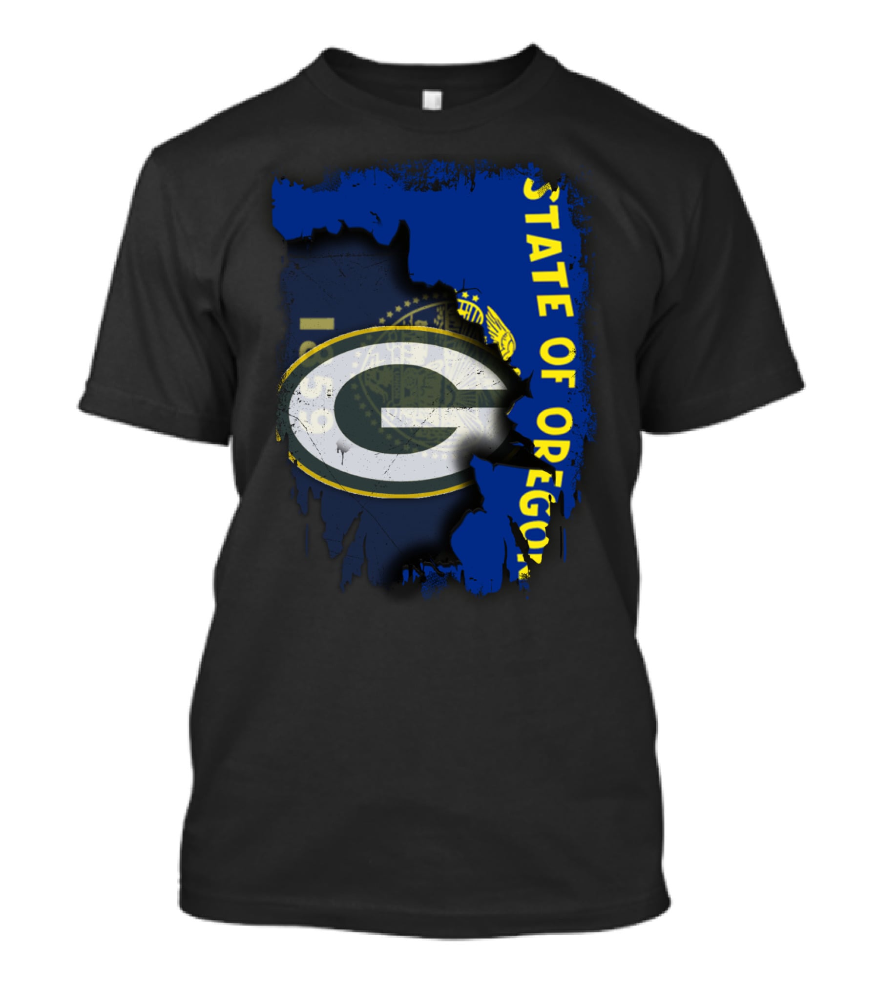 State Of Oregon Torn With Packers T-Shirt