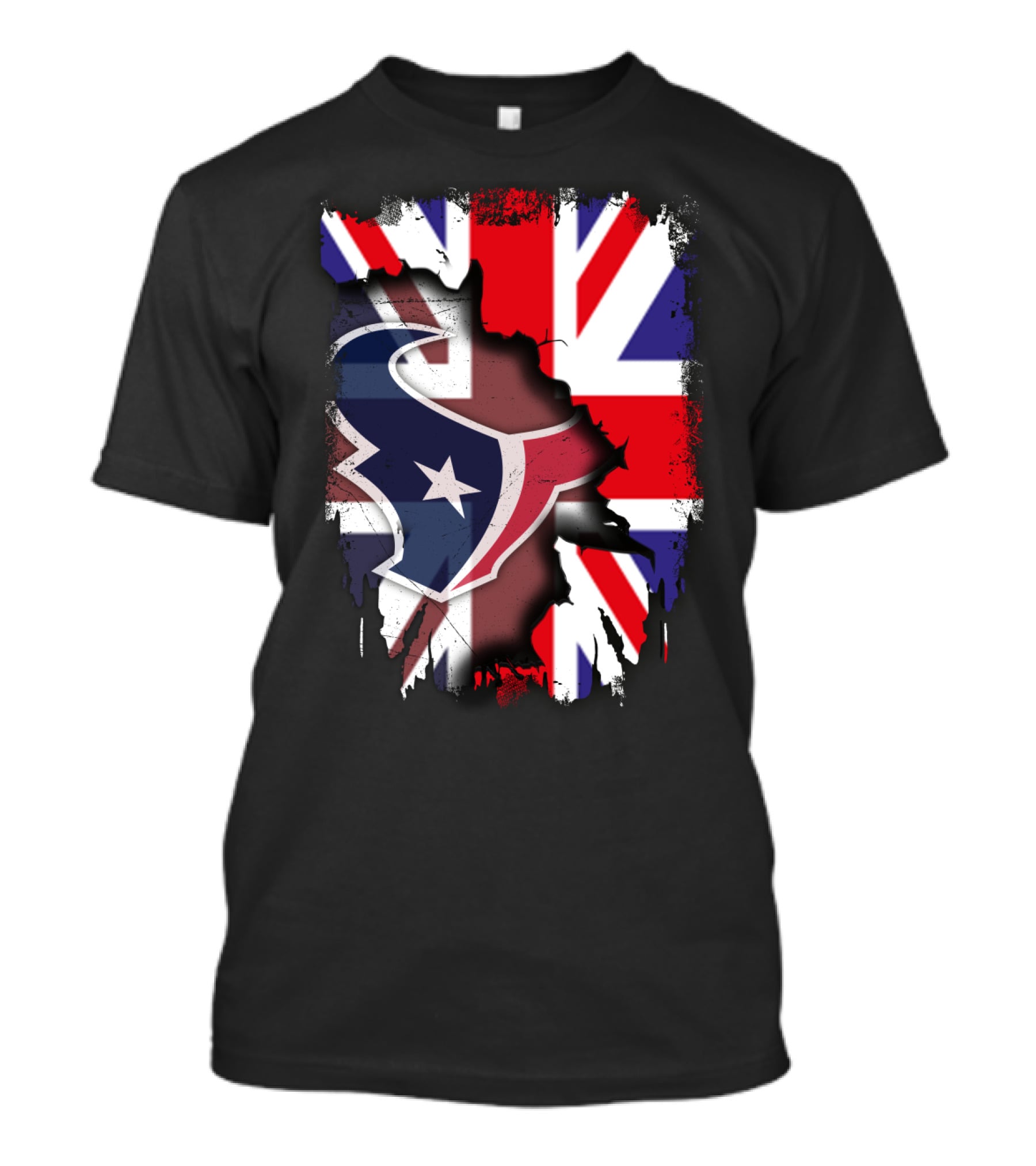 United Kingdom Flag With Texans Football Logo Fusion T-Shirt