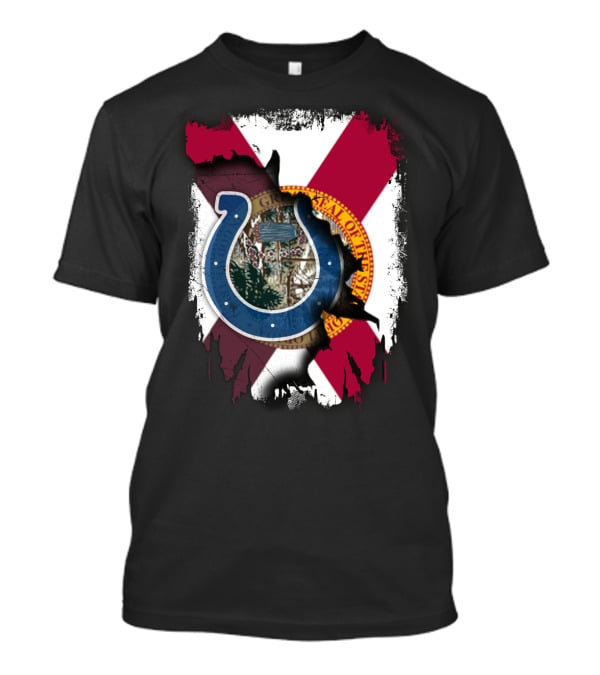 Florida Flag Background With Indianapolis Colts Horseshoe T-Shirt