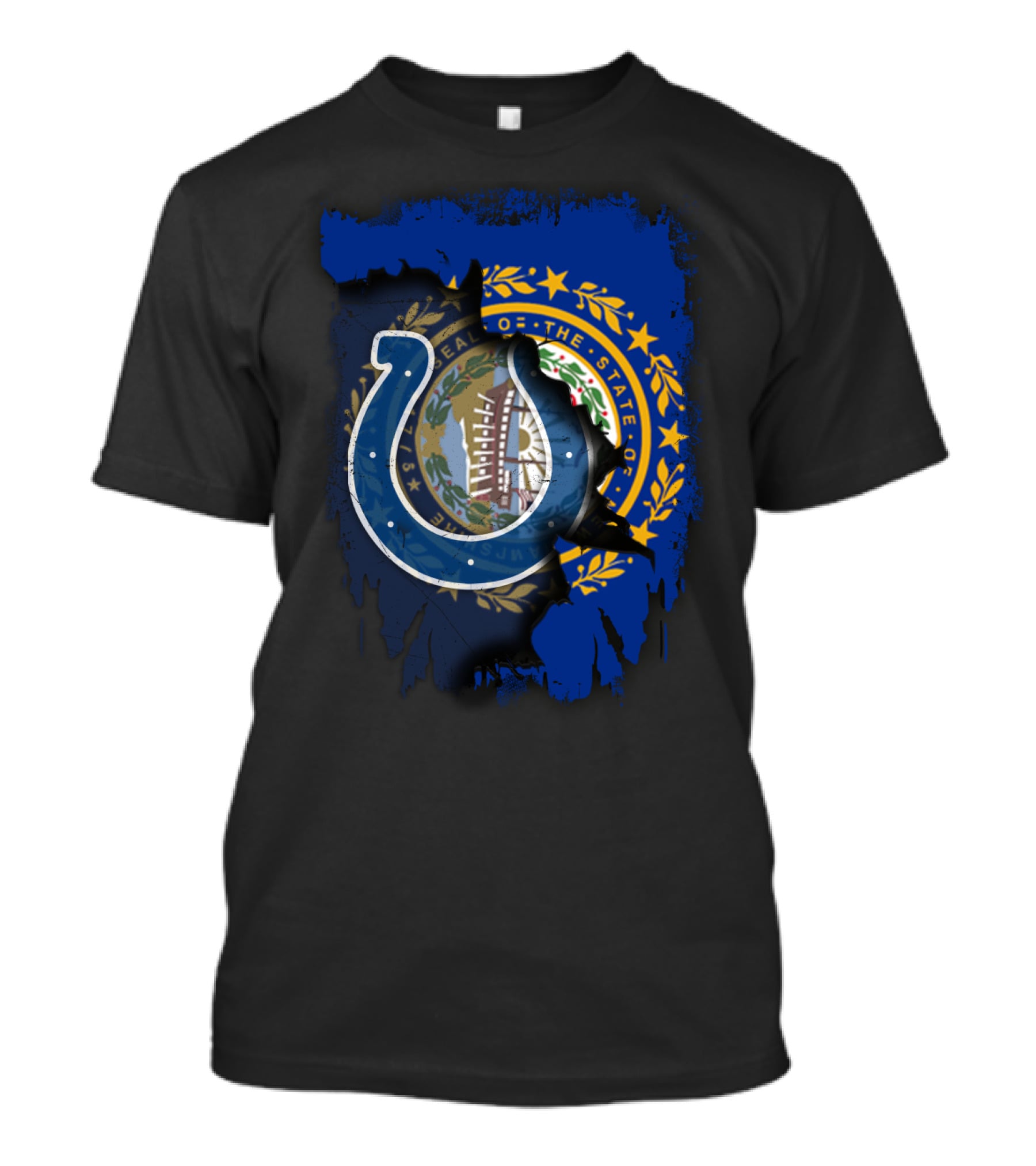 New Hampshire State Seal With Colts Horseshoe T-Shirt