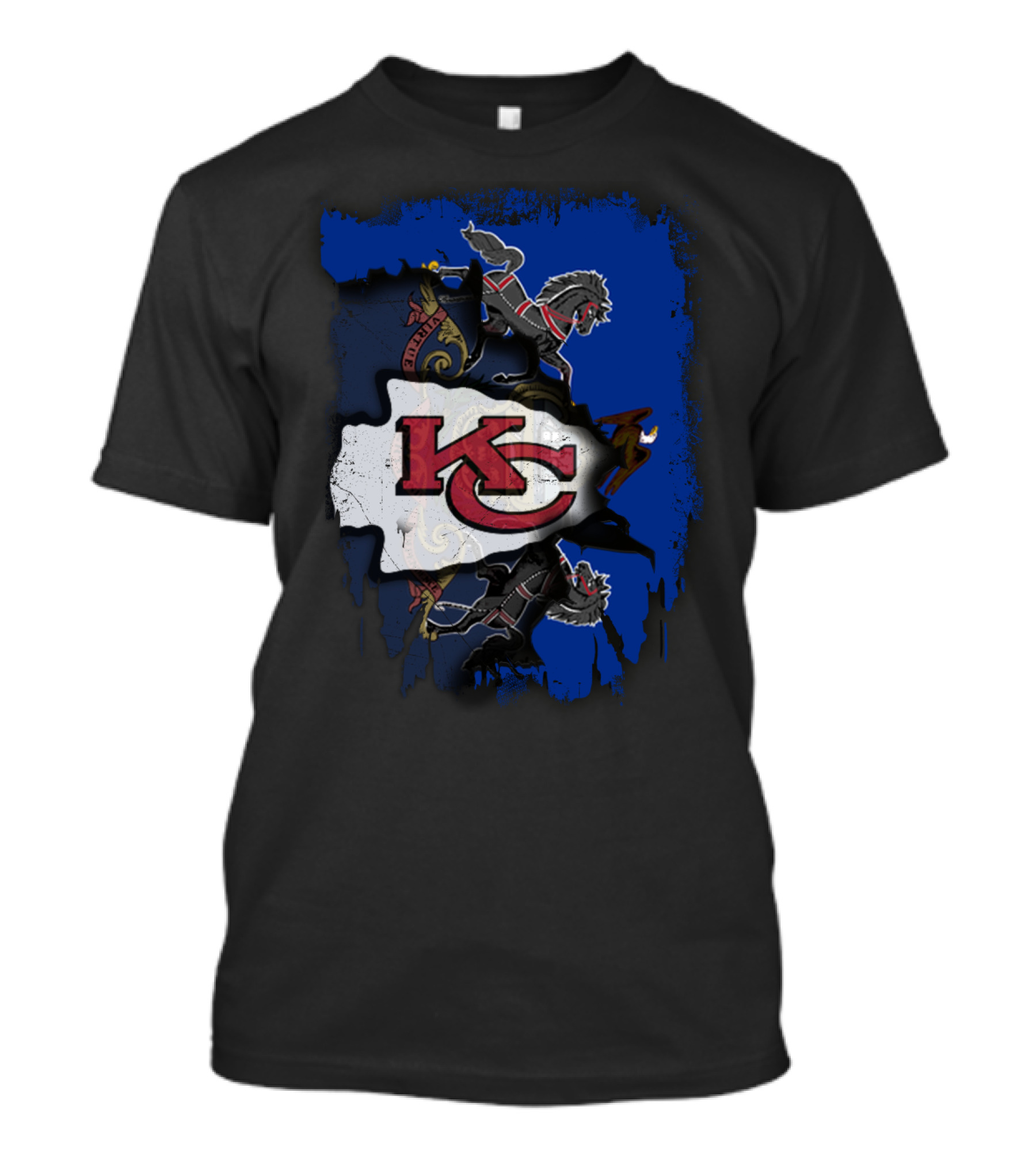 Pennsylvania State Pride With Kansas City Chiefs Logo And Heraldic Symbols T-Shirt