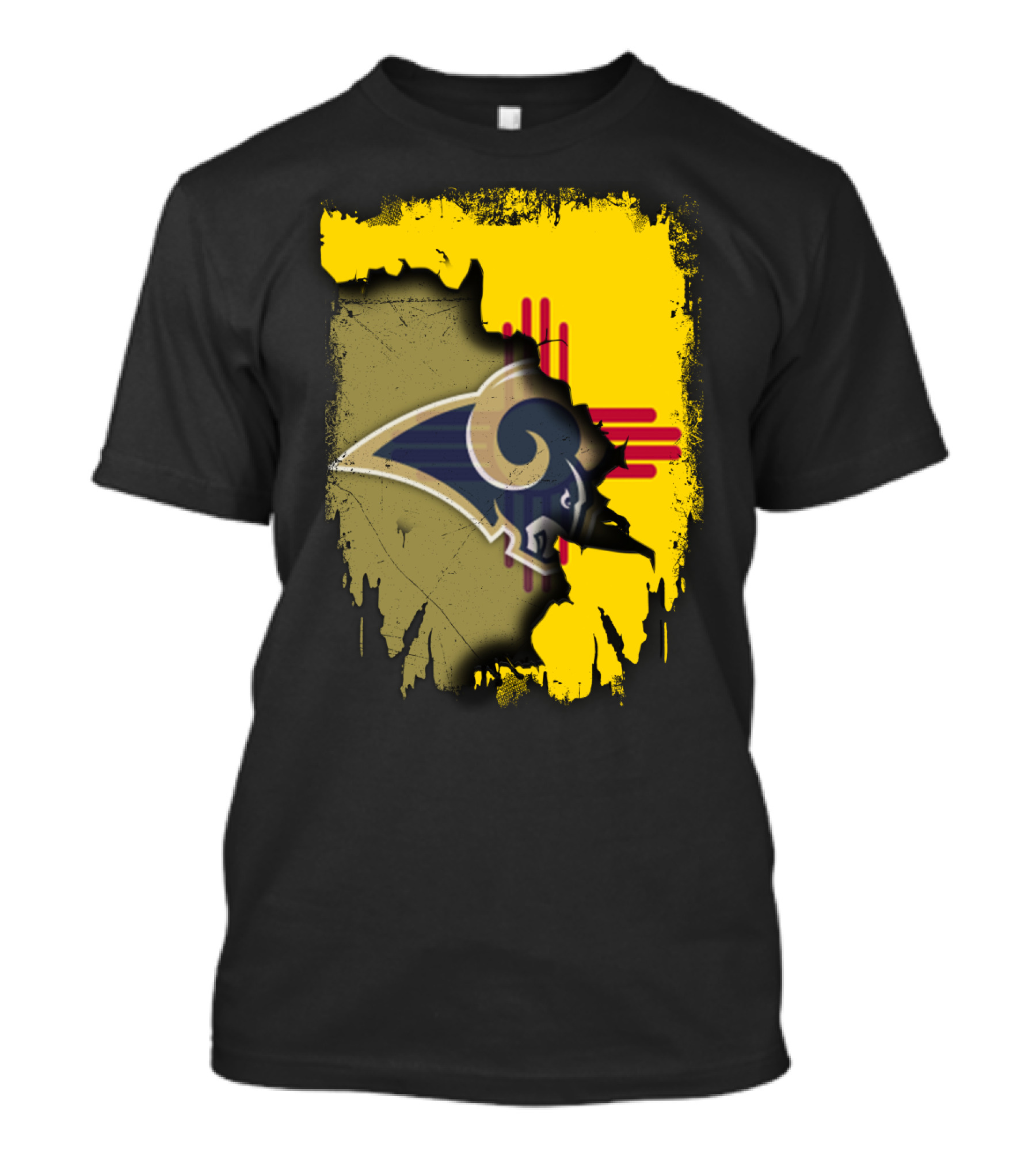 Together New Mexico Rams Logo On Distressed New Mexico Flag Background T-Shirt