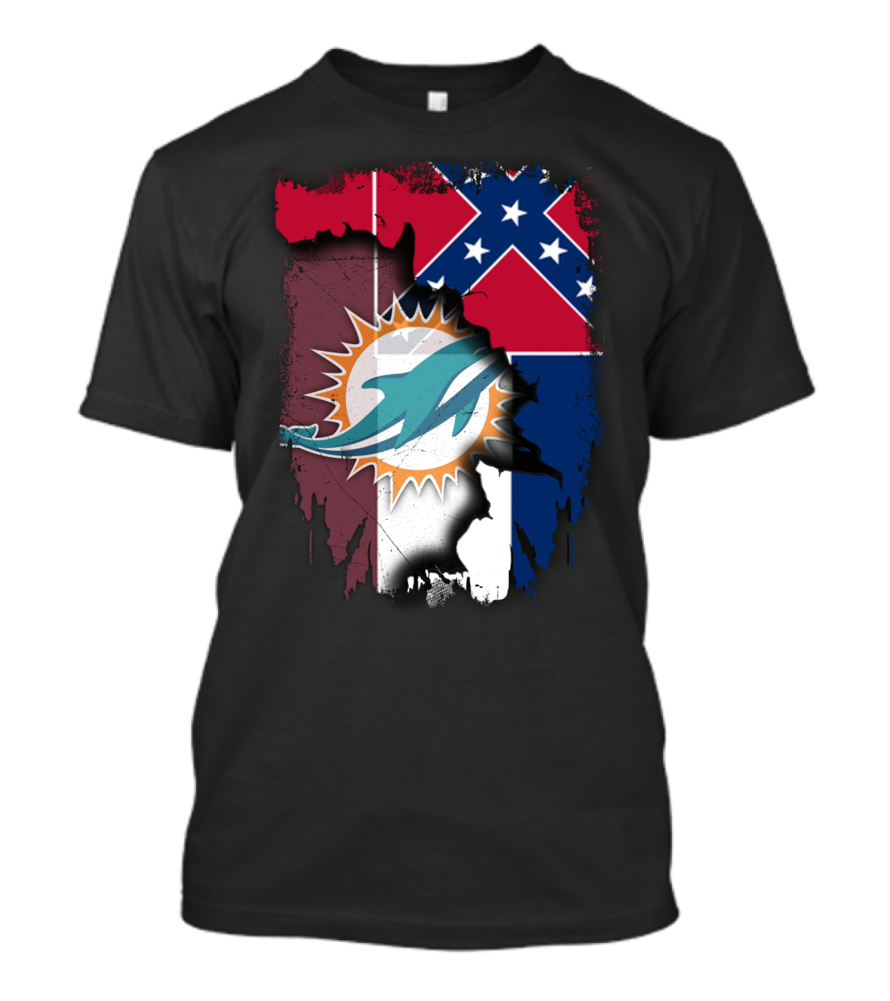 Miami Dolphins Confederate Mississippi Flag Fusion T-Shirt