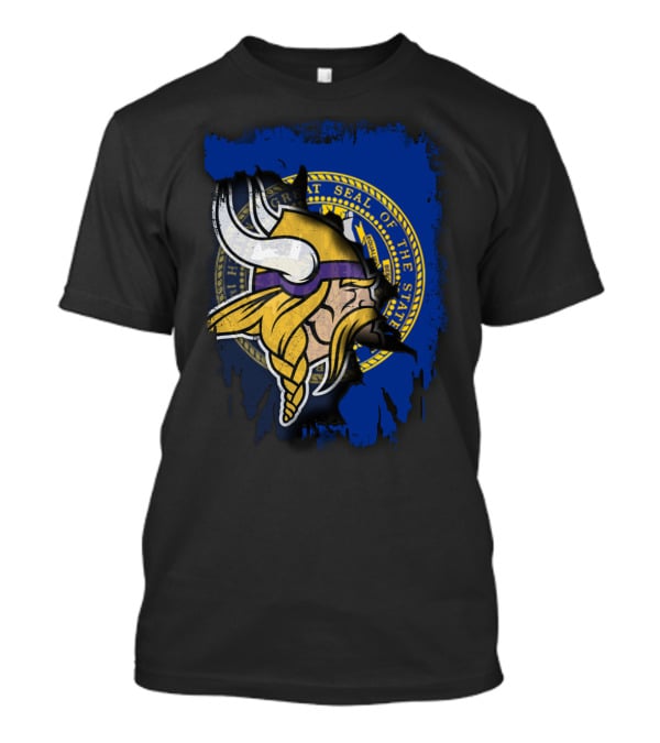 Together Nebraska Seal With Vikings Helmet T-Shirt