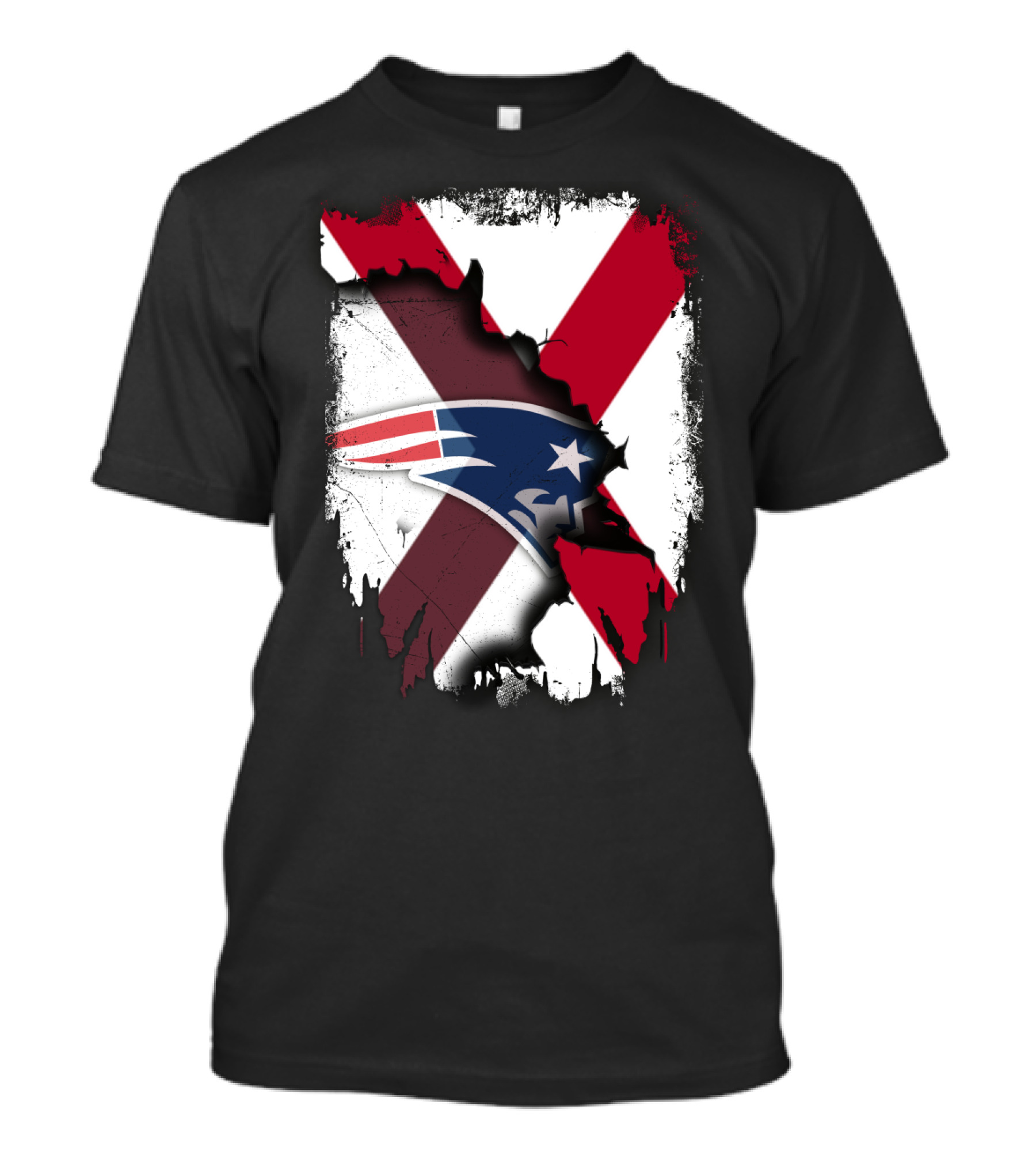 Alabama State Flag X Symbol With Patriots Logo Fusion T-Shirt