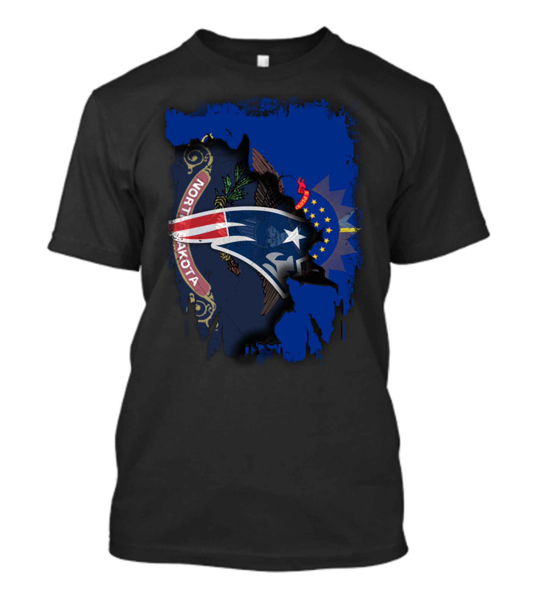 North Dakota State And Patriots Unity Emblem T-Shirt