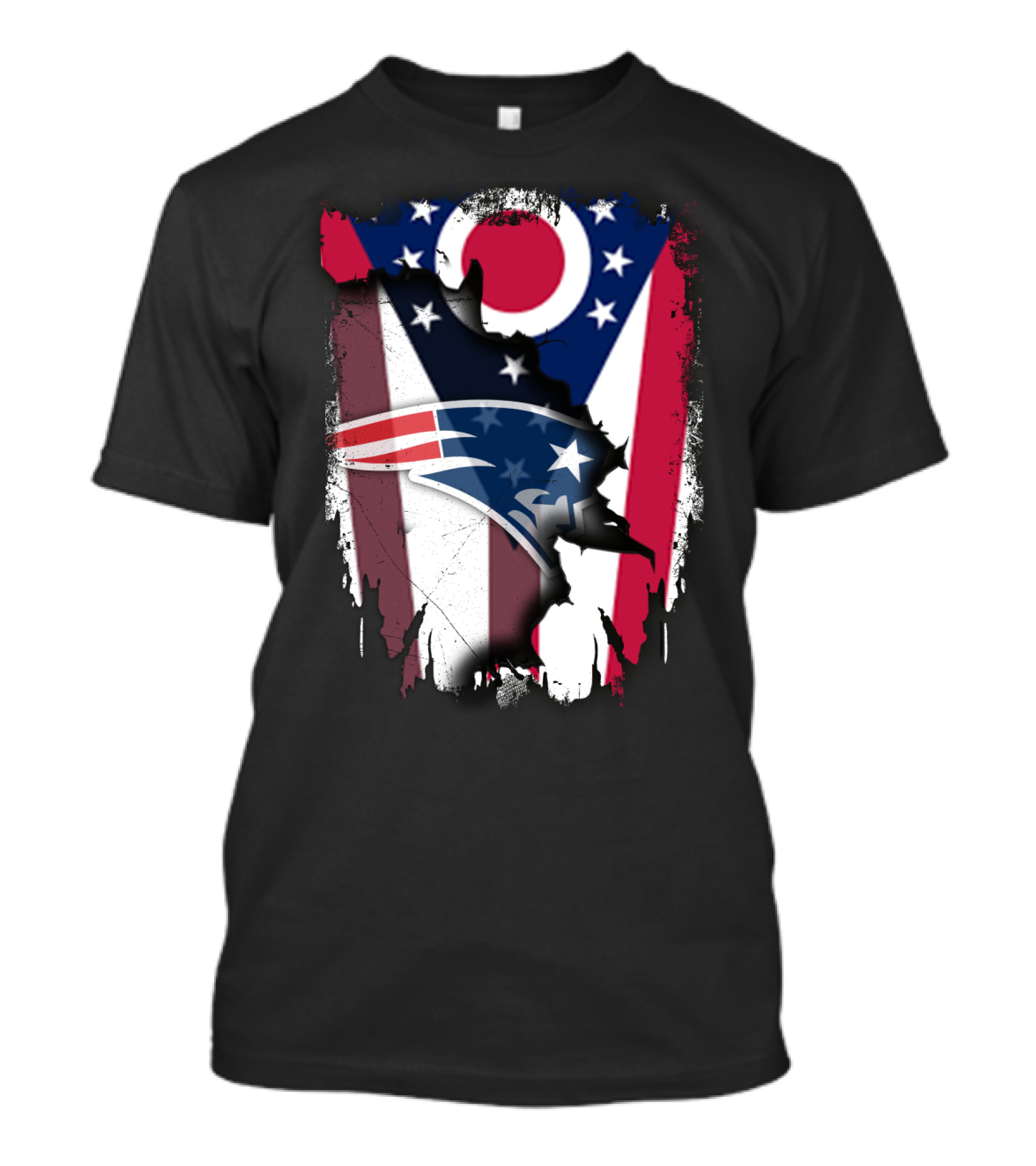 Ohio Flag With New England Patriots Logo Integration T-Shirt