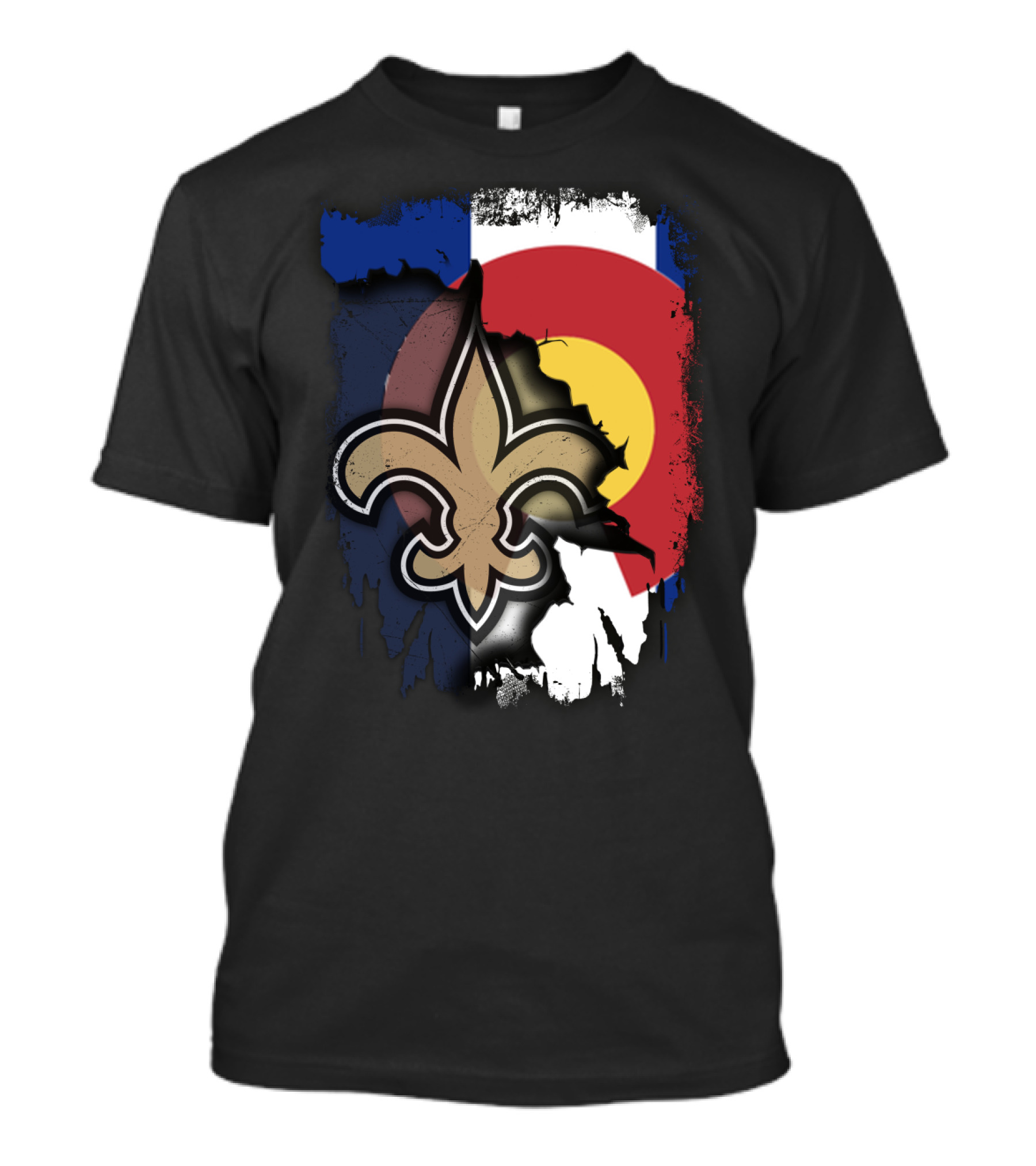 Colorado Flag New Orleans Saints Fleur-de-Lis Together T-Shirt